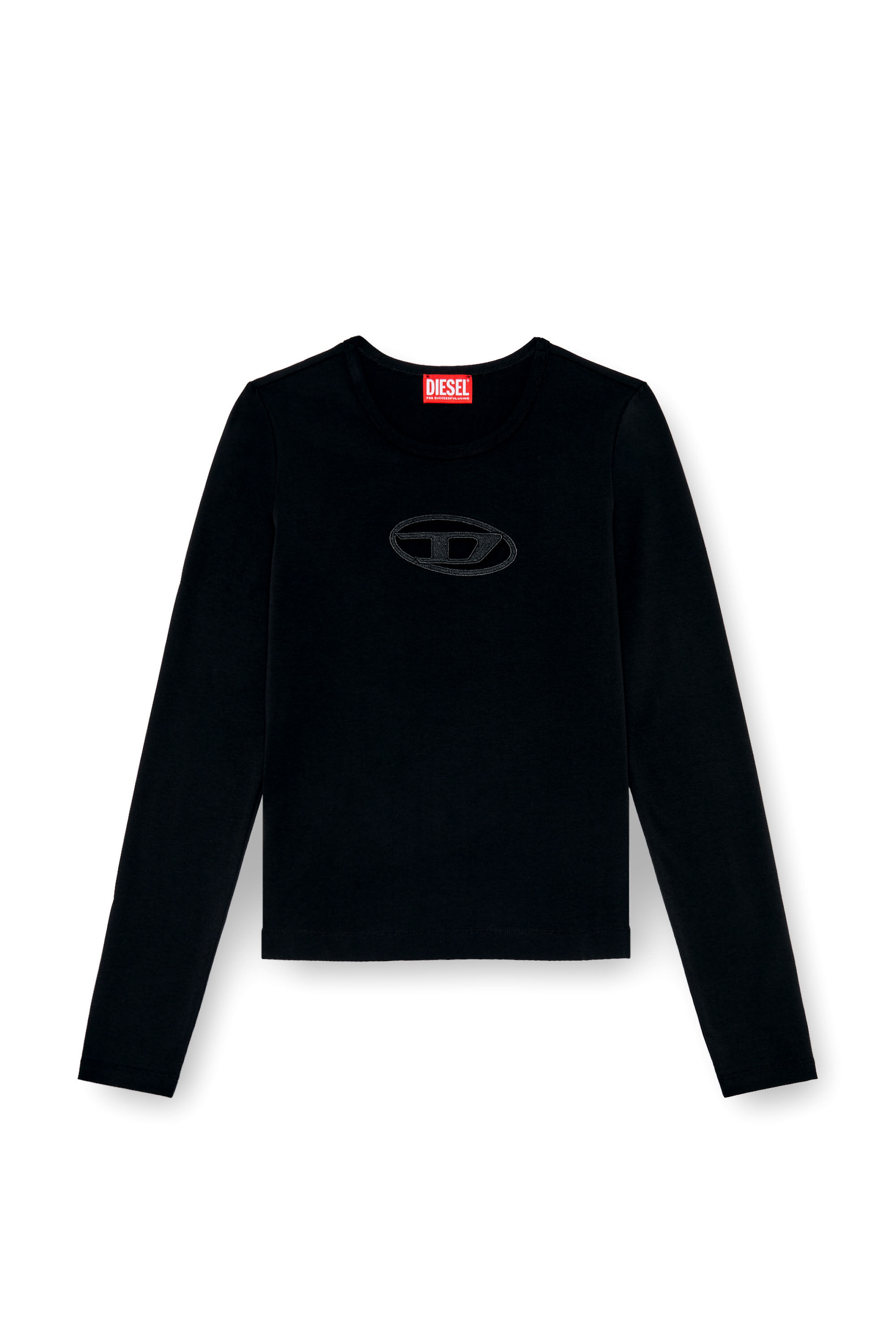 Diesel - T-ANGIE-LS, Damen Langarm-T-Shirt mit Cutout-Logo in Schwarz - 2