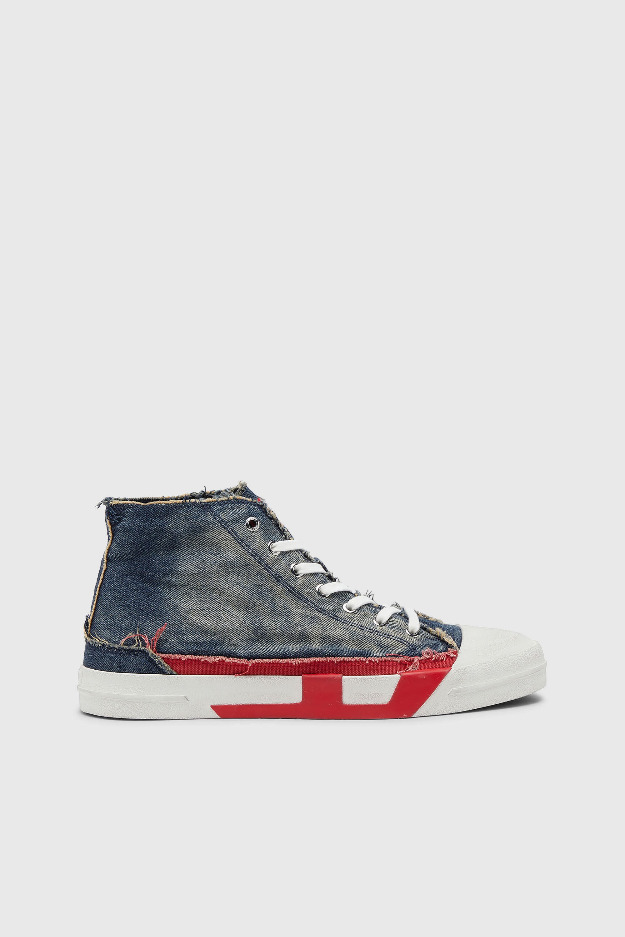 Diesel - S-D-VERSE MID II, Herren D-Verse-High-Top-Sneaker aus Denim mit D-Logo in Blau/Rot - 1