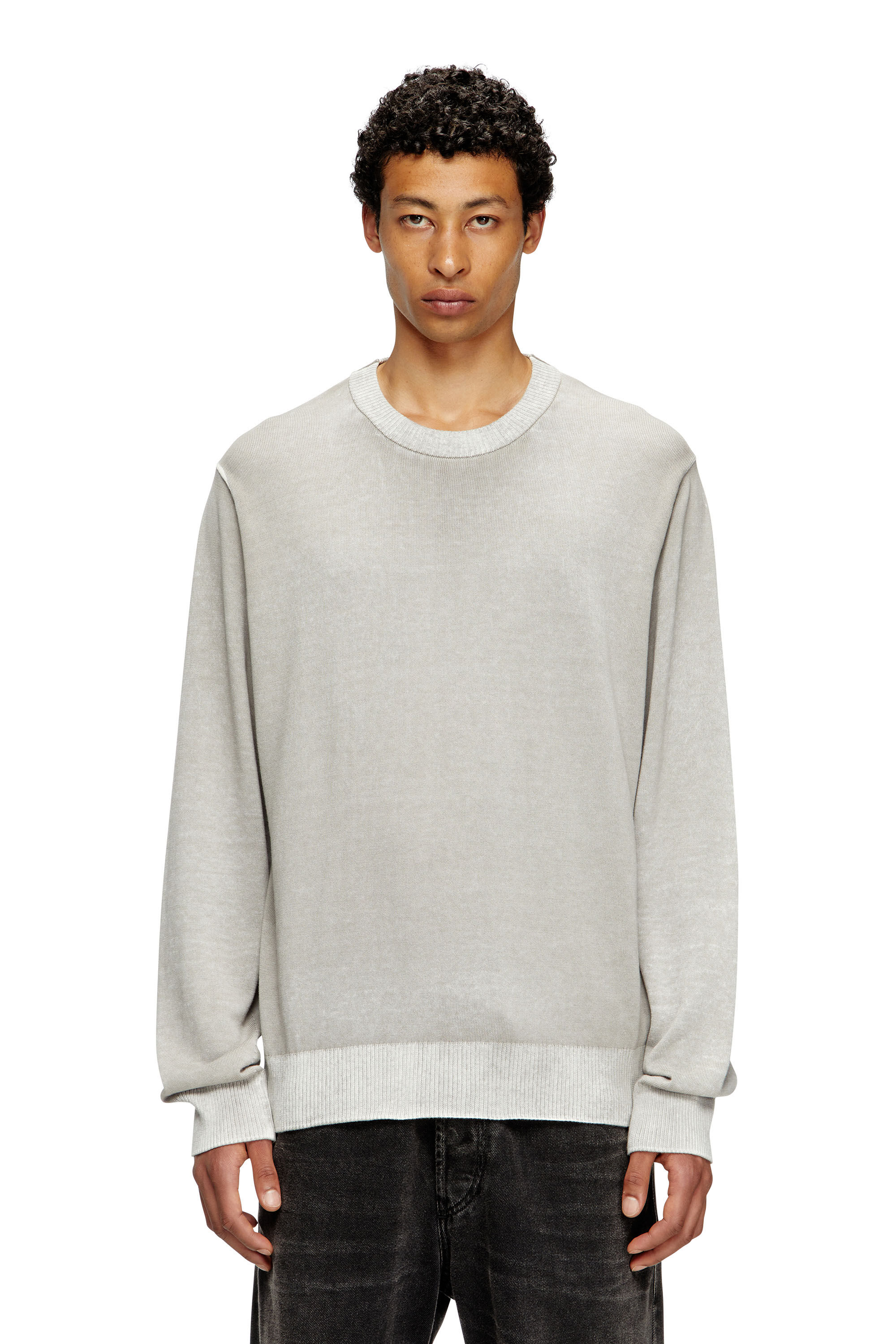Diesel - K-LARENCE-B, Herren Pullover aus Baumwolle mit Innen-Print in Hellgrau - 3