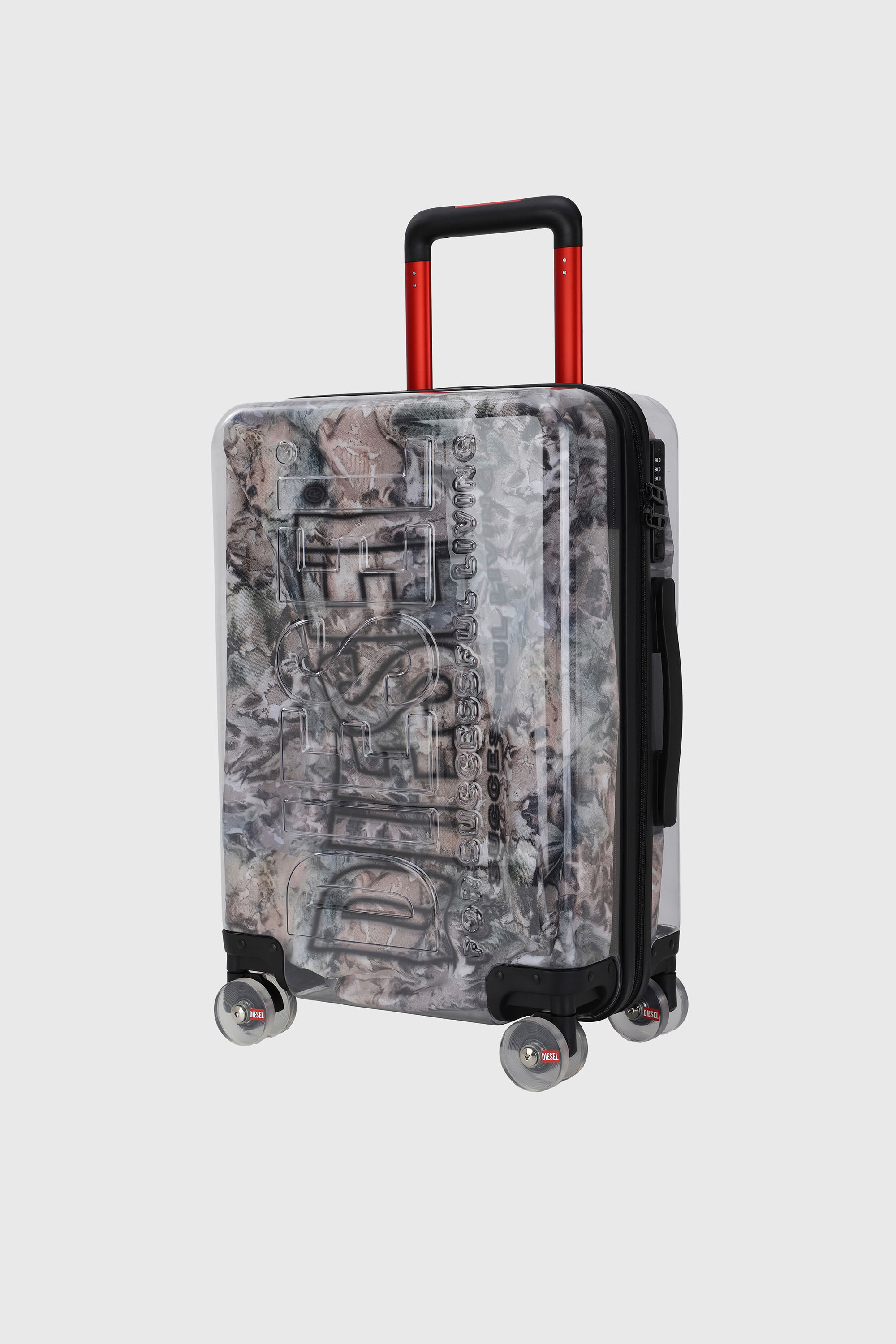 Diesel - LU0036 HARD LUGGAGE - DSL009, Unisex Koffer mit transparentem Logo Gr&ouml;&szlig;e S in Grau/Rosa - 5