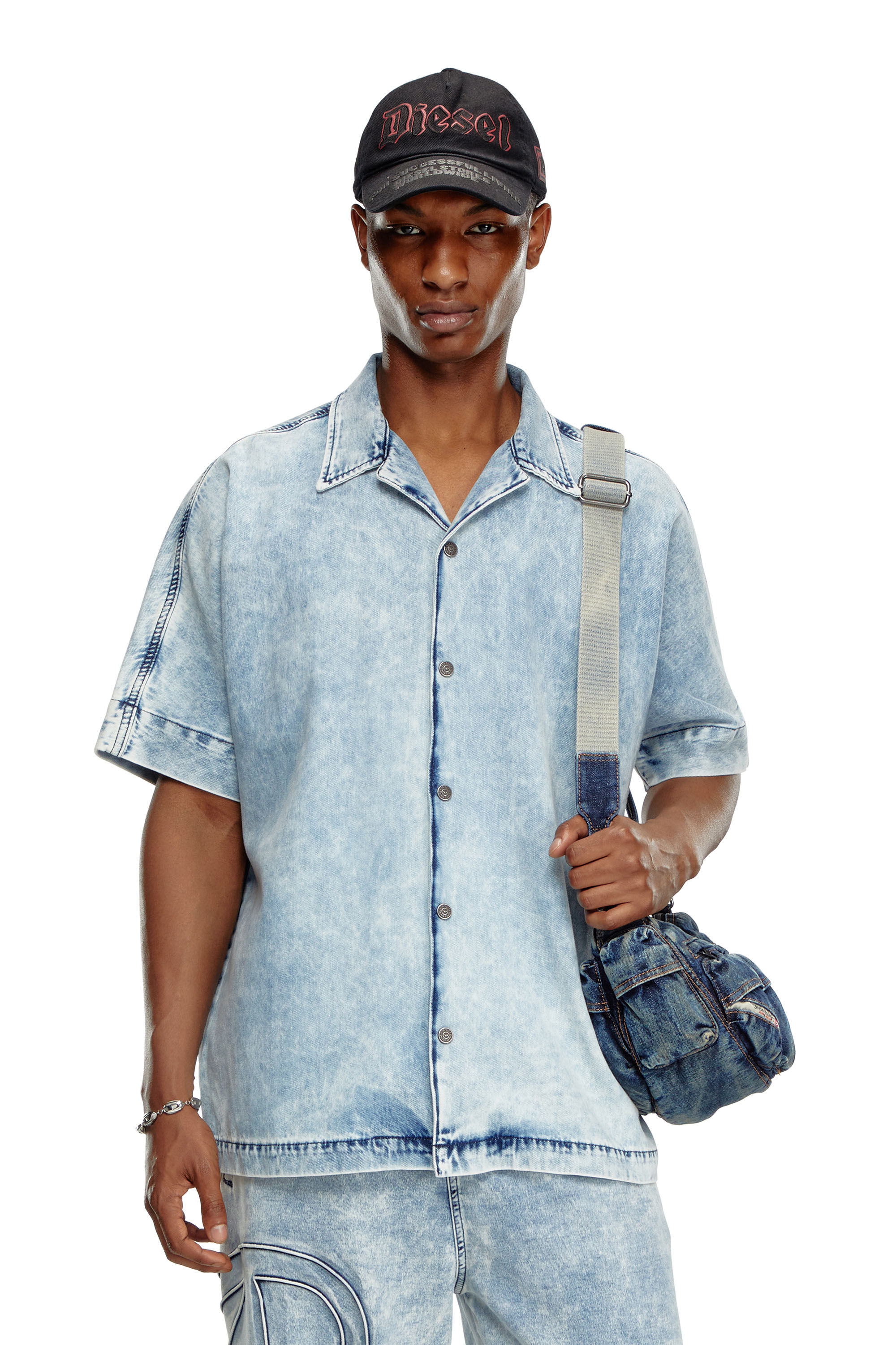 Diesel - D-NABIL-S, Herren Bowlinghemd aus Denim mit Oval D in Hellblau - 4
