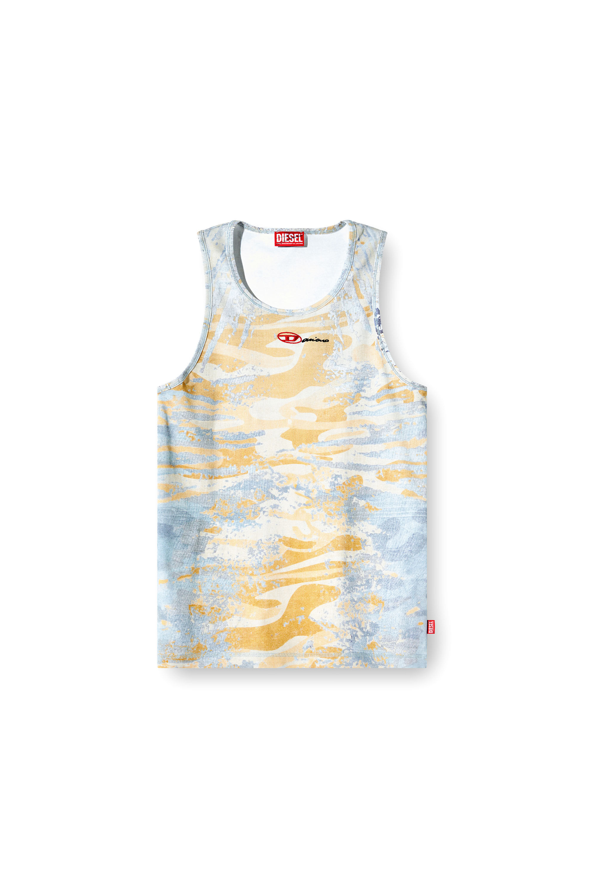 Diesel - T-LIFTY-DD, Unisex Camouflage-Tanktop aus Baumwollstretch in Blau/Gelb - 2