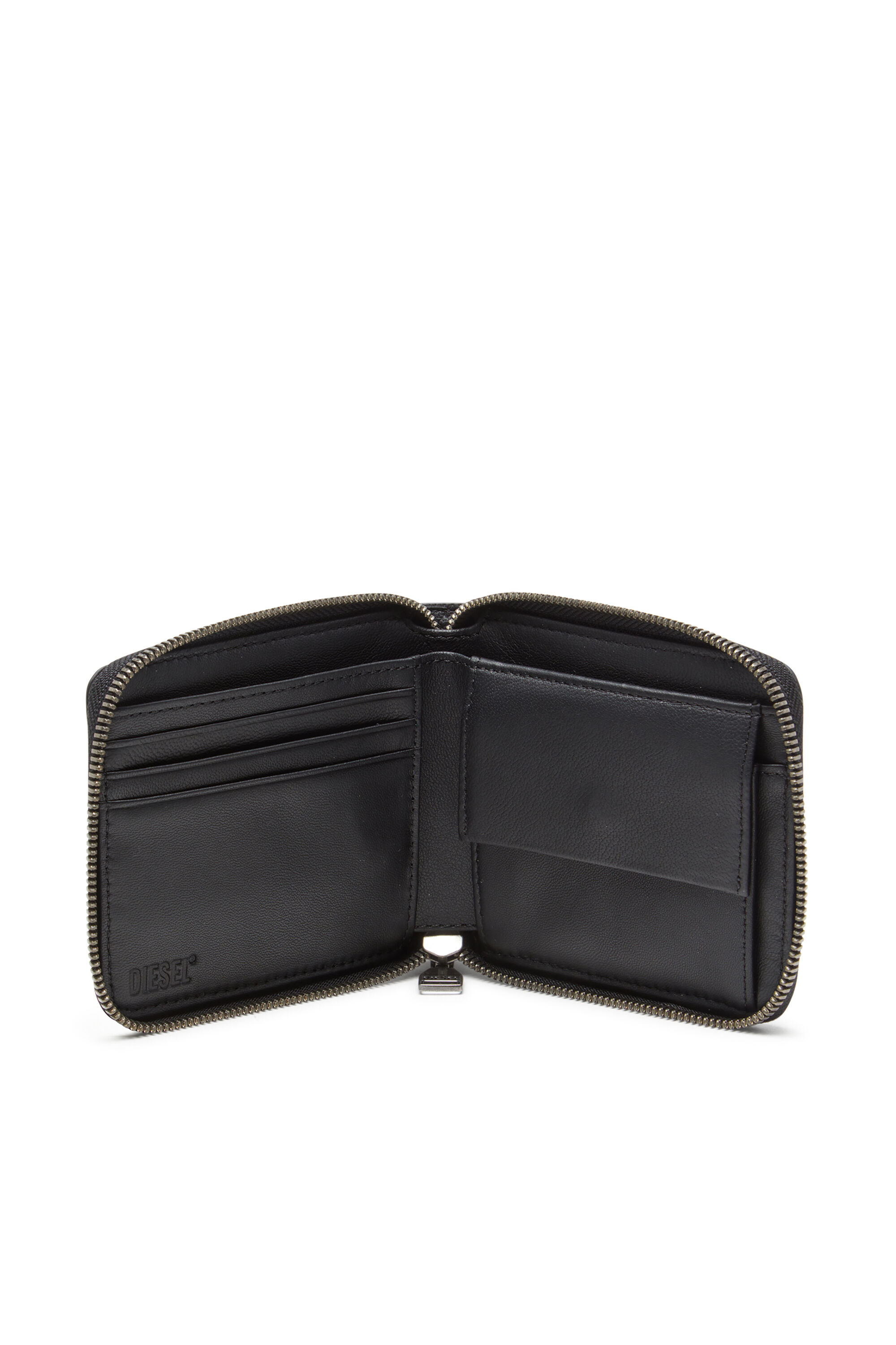 Diesel - DSL 3D- BI FOLD COIN ZIP XS, Herren Reißverschluss-Portemonnaie in Schwarz - 3