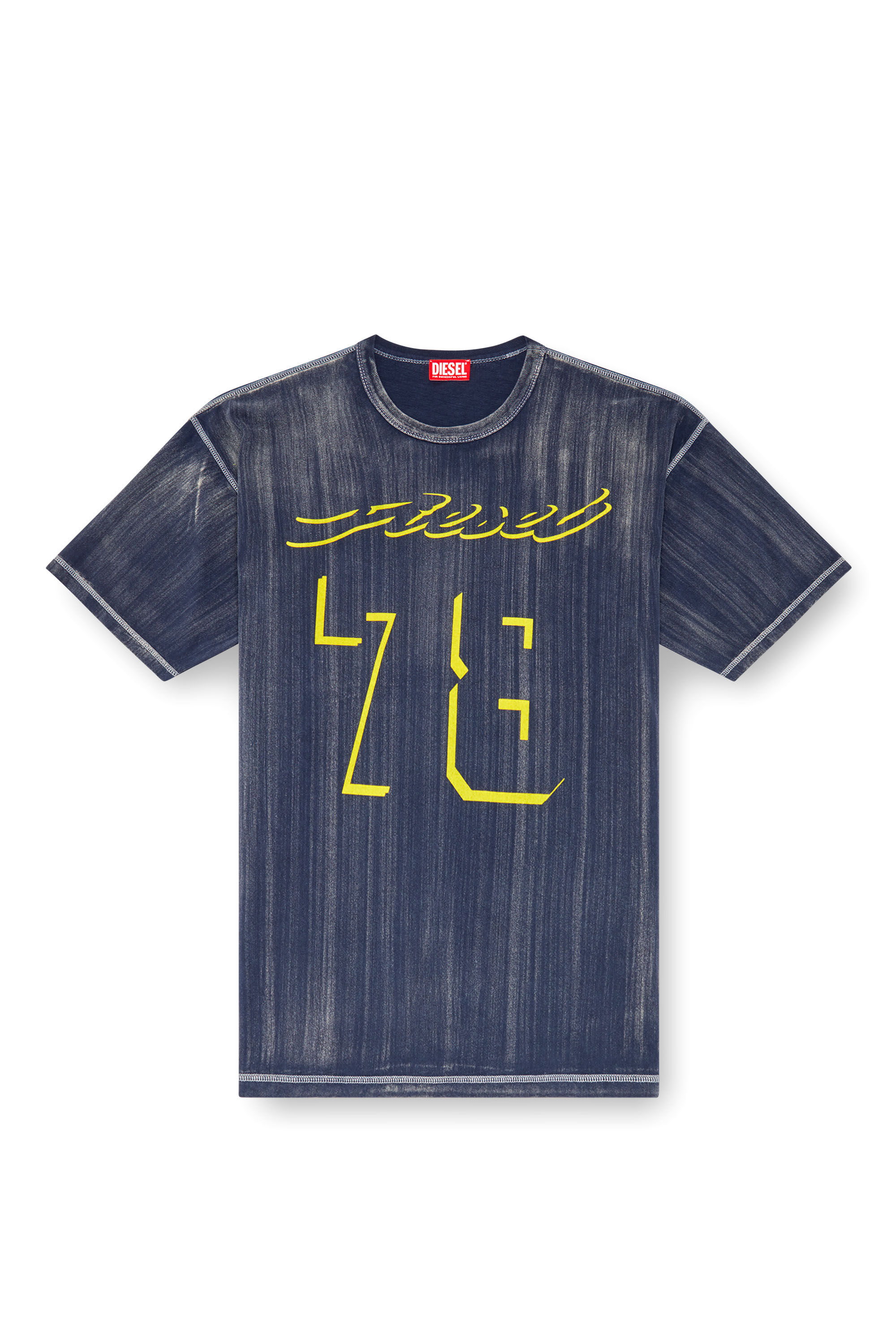 Diesel - T-BOXT-Q2, Man Treated T-shirt with flocked logo in Blue - Image 2