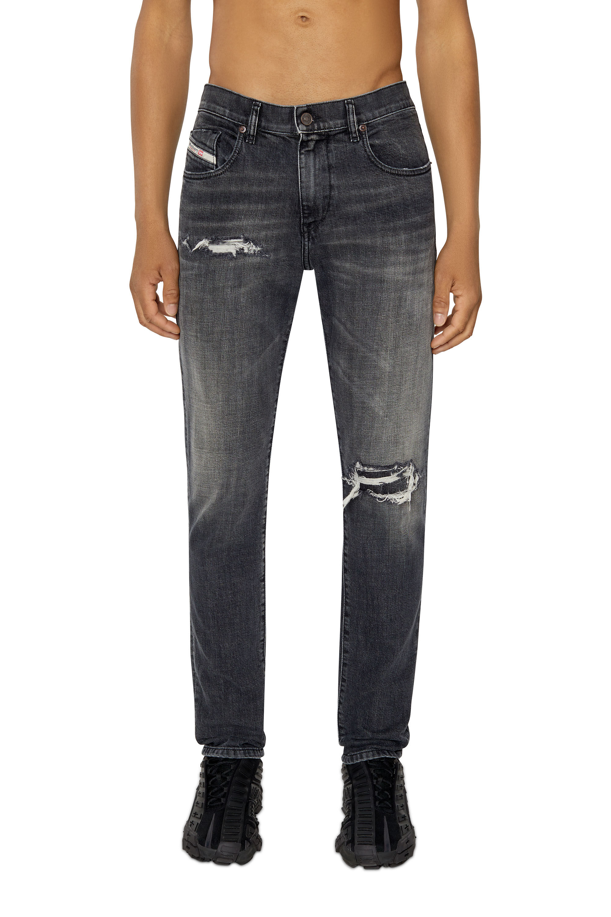 Diesel - 2019 D-Strukt 09F07 Slim Jeans, Schwarz/Dunkelgrau - Image 3
