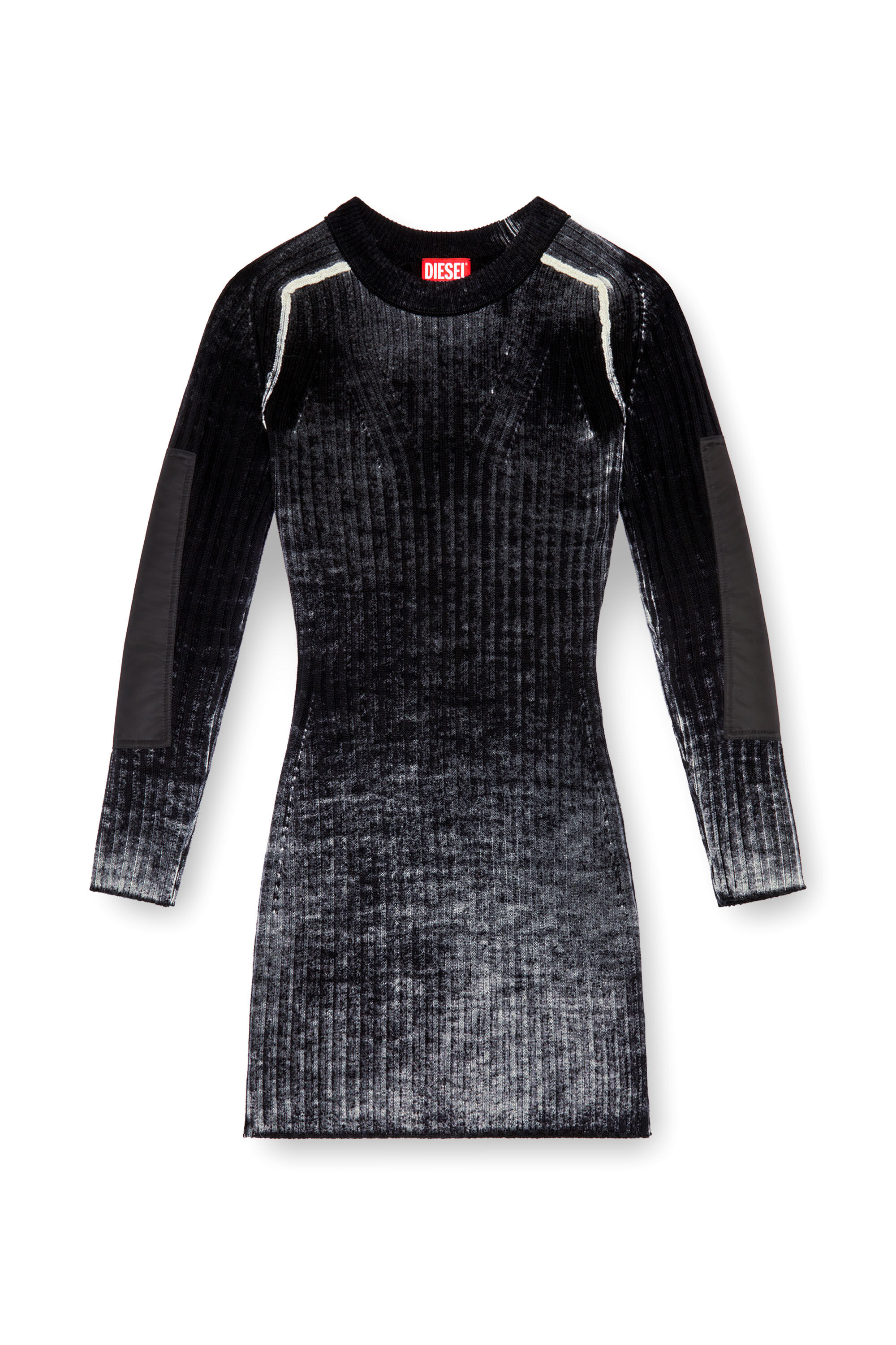 Diesel - M-ARTISTA, Damen Kurzes Kleid aus behandeltem Wollstrick in Schwarz - Image 2