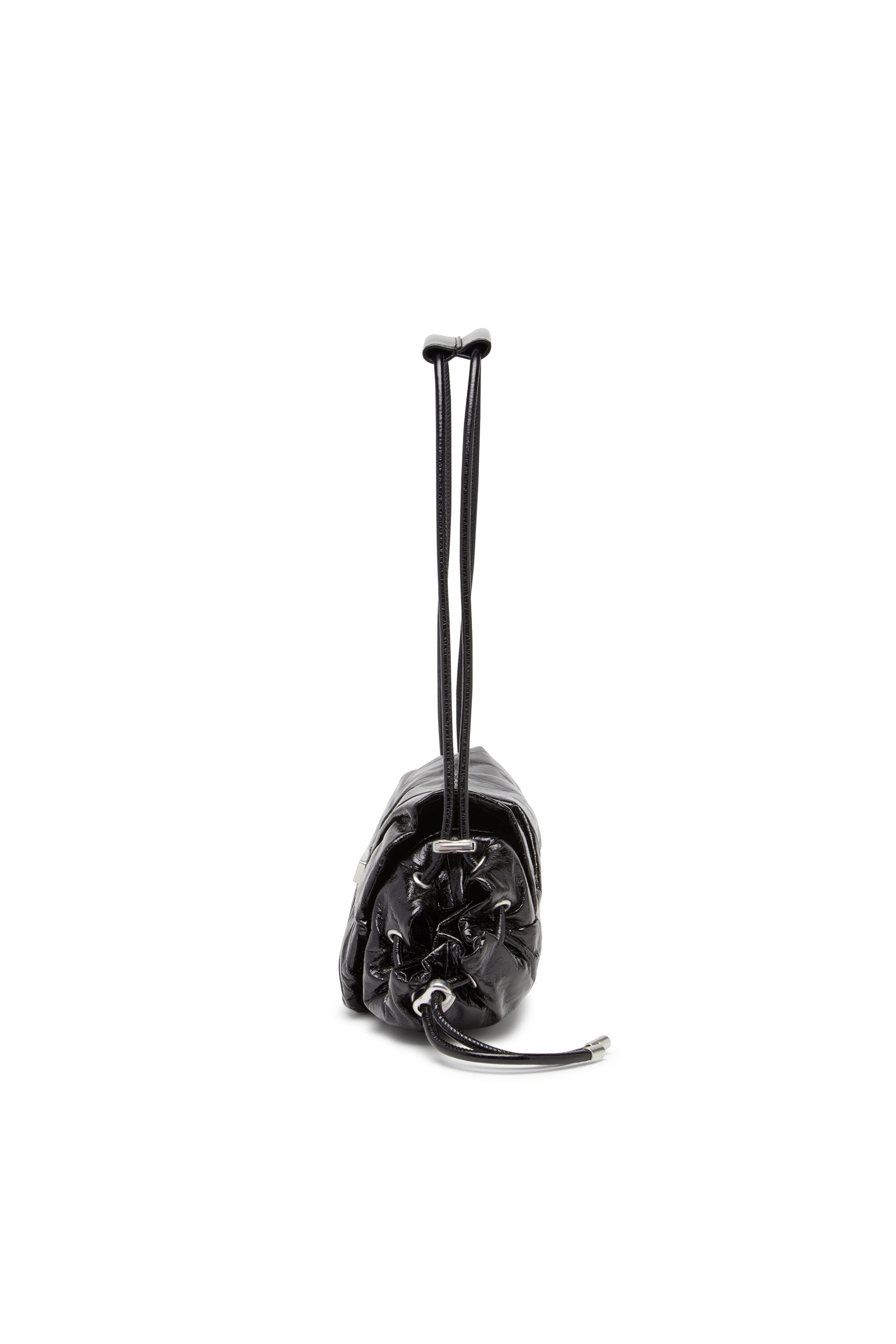 Diesel - SCRUNCH-D SHOULDER S, Damen Scrunch-D S-Schultertasche aus Knitter-Leder in Schwarz - 4