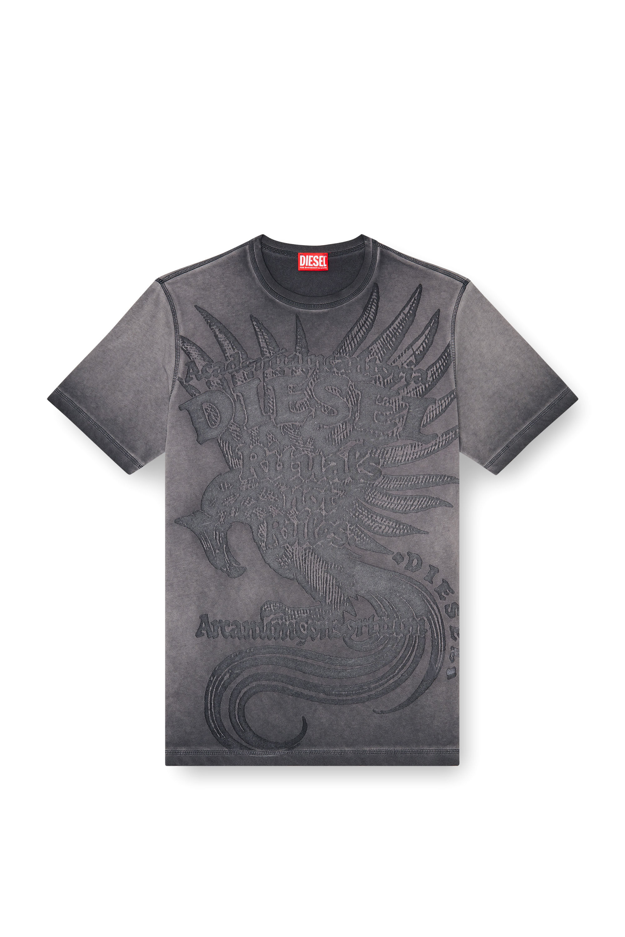 Diesel - T-RAWJUST-AA1, Man's Jersey T-shirt with embossed graphic in Dark grey - 2