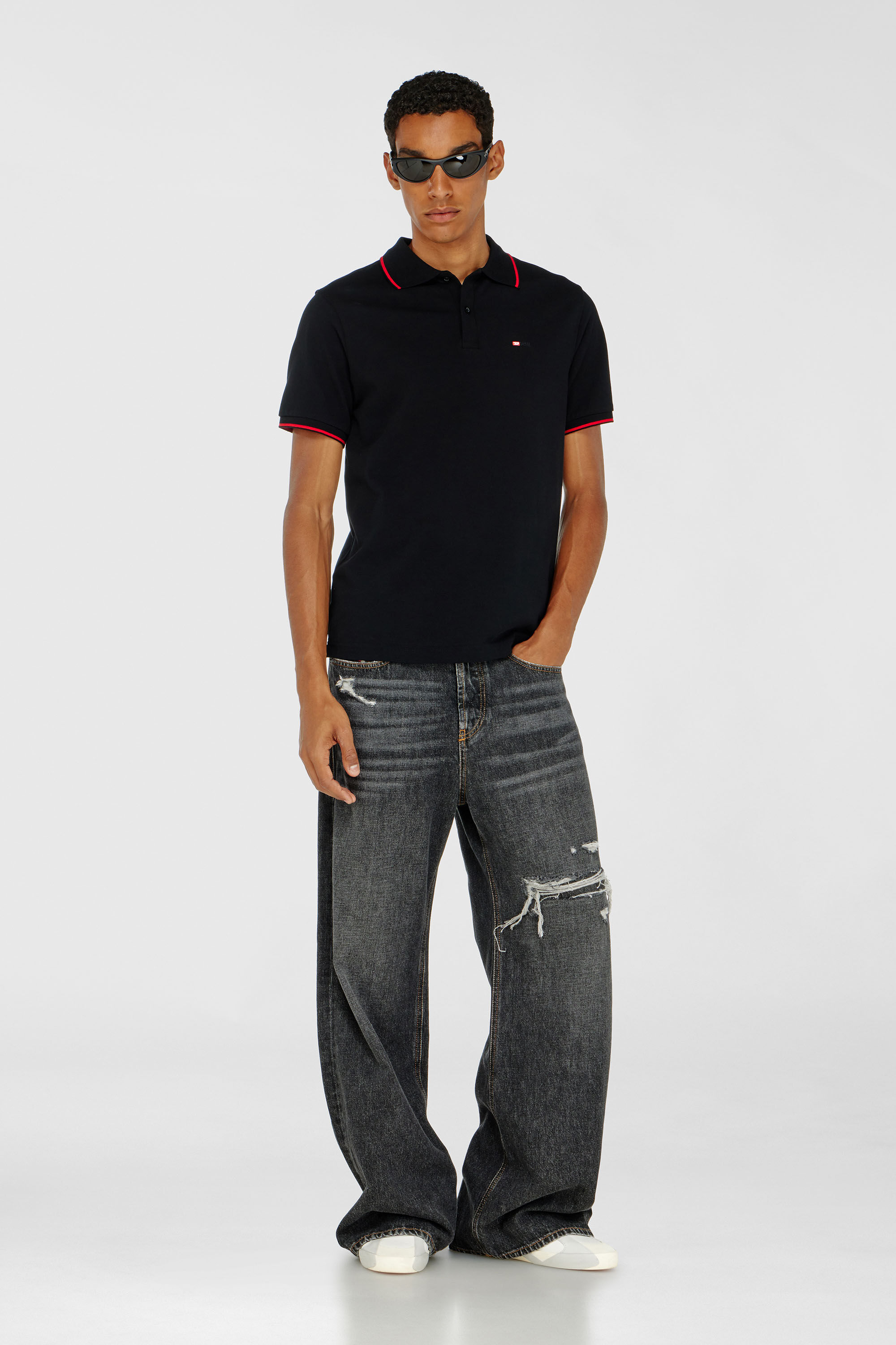 Diesel - T-FERRY-MICRODIV, Herren Poloshirt mit Diesel-Microstickerei in Schwarz - 1