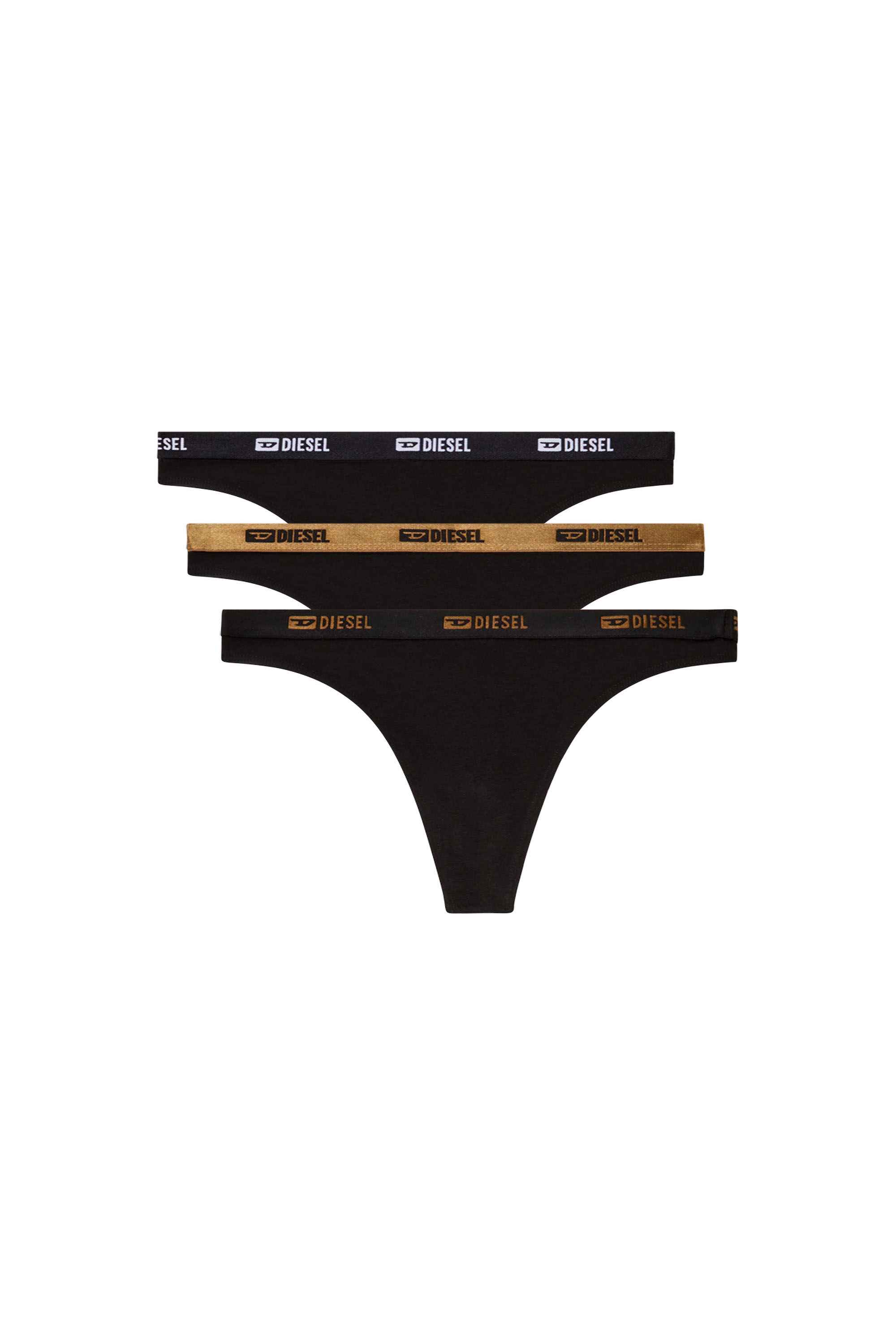 Diesel - STARS-GFT-3PACK, Damen Strings mit Metallic-Detail im Dreierpack in Schwarz/Gold - 2