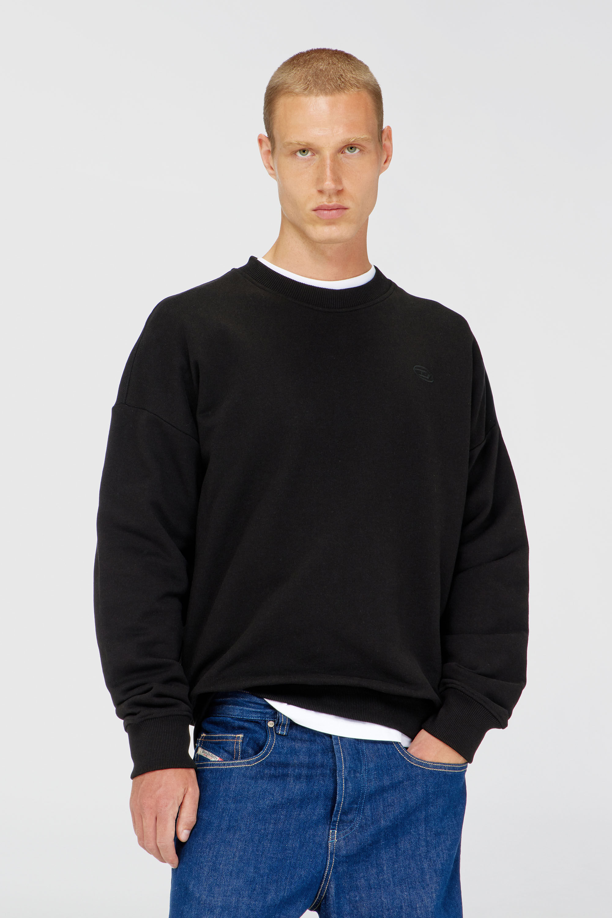 Diesel - S-ROB-MEGOVAL-D, Herren Sweatshirt mit Logo-Stickerei in Schwarz - 3