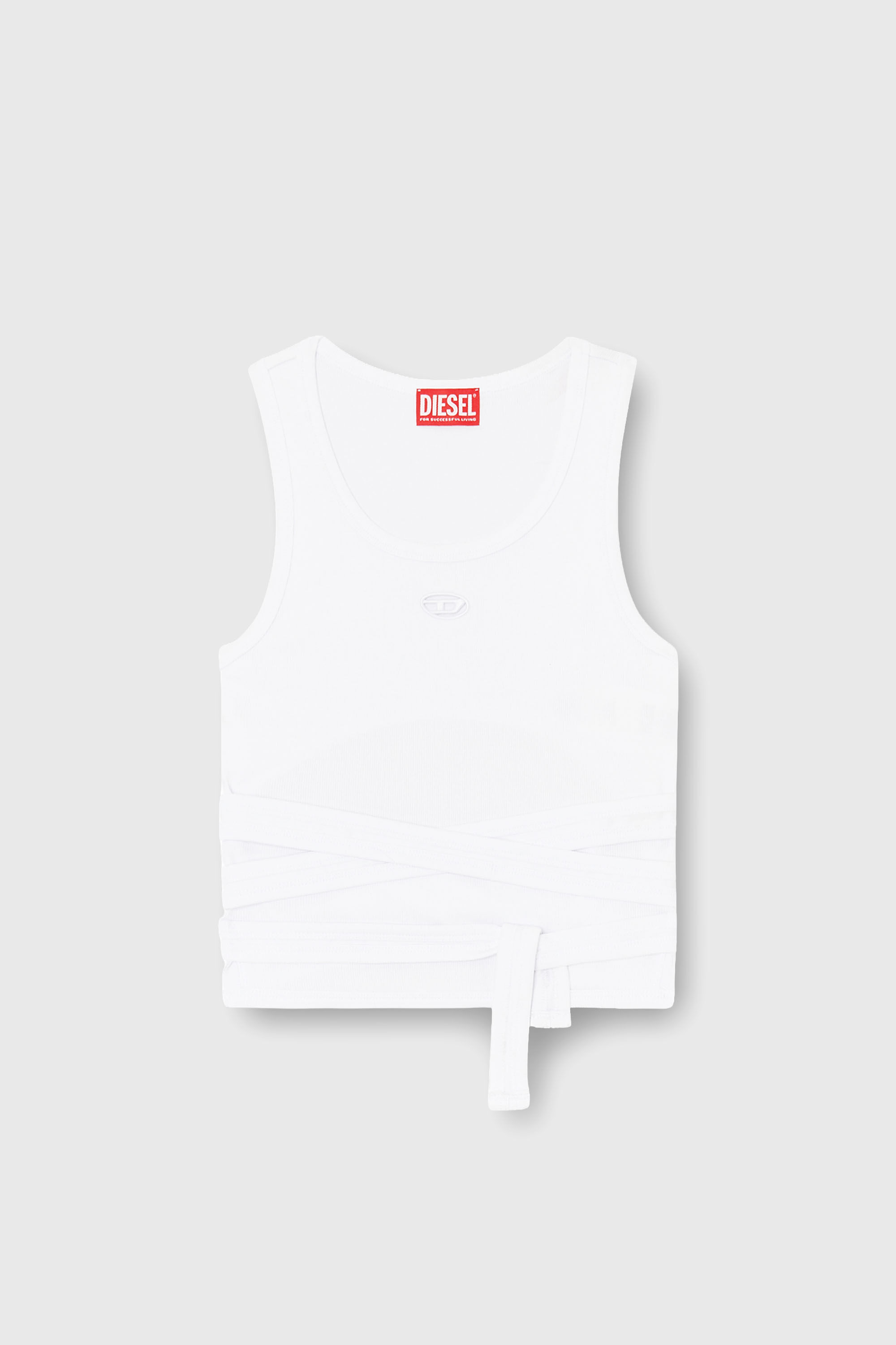 Diesel - T-ANKY-TAIL-S1, Damen Crop-Top mit Wickelschn&uuml;ren in Wei&szlig; - 2