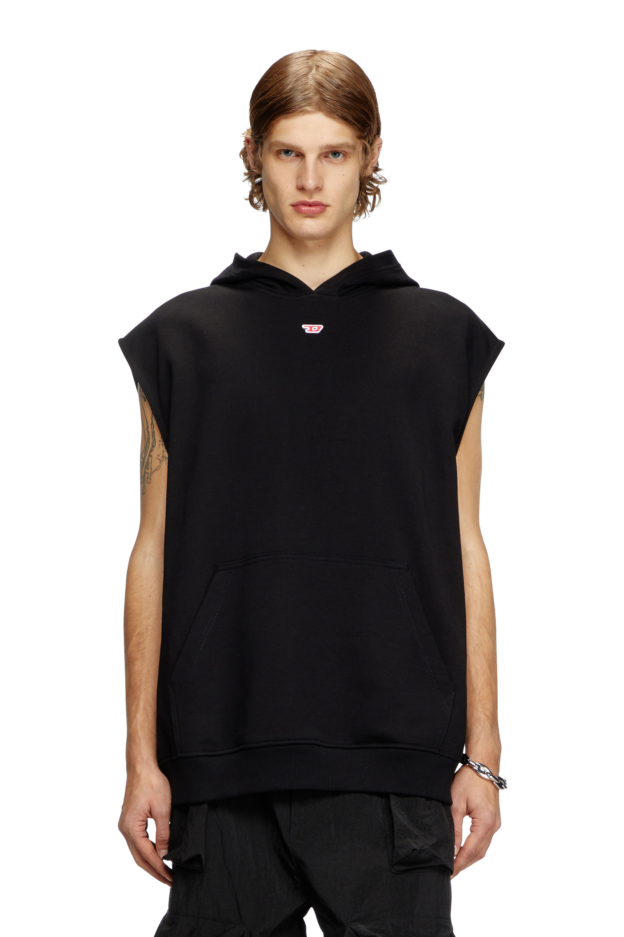 Diesel - S-BOXT-SL-D, Herren Ärmelloser Hoodie mit D-Logo in Schwarz - 3