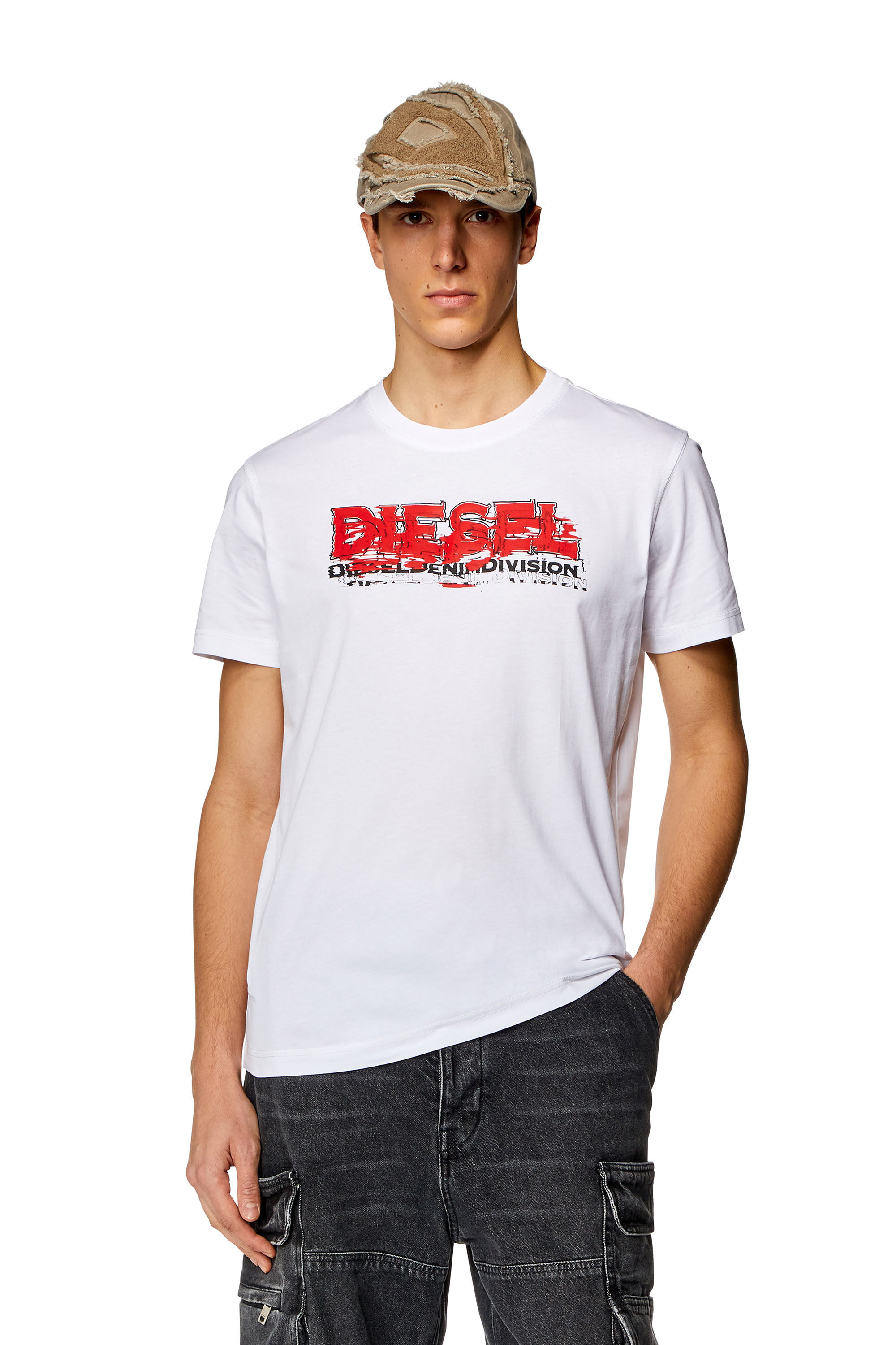 Diesel - T-DIEGOR-K70, Man T-shirt with glitchy logo in White - Image 3