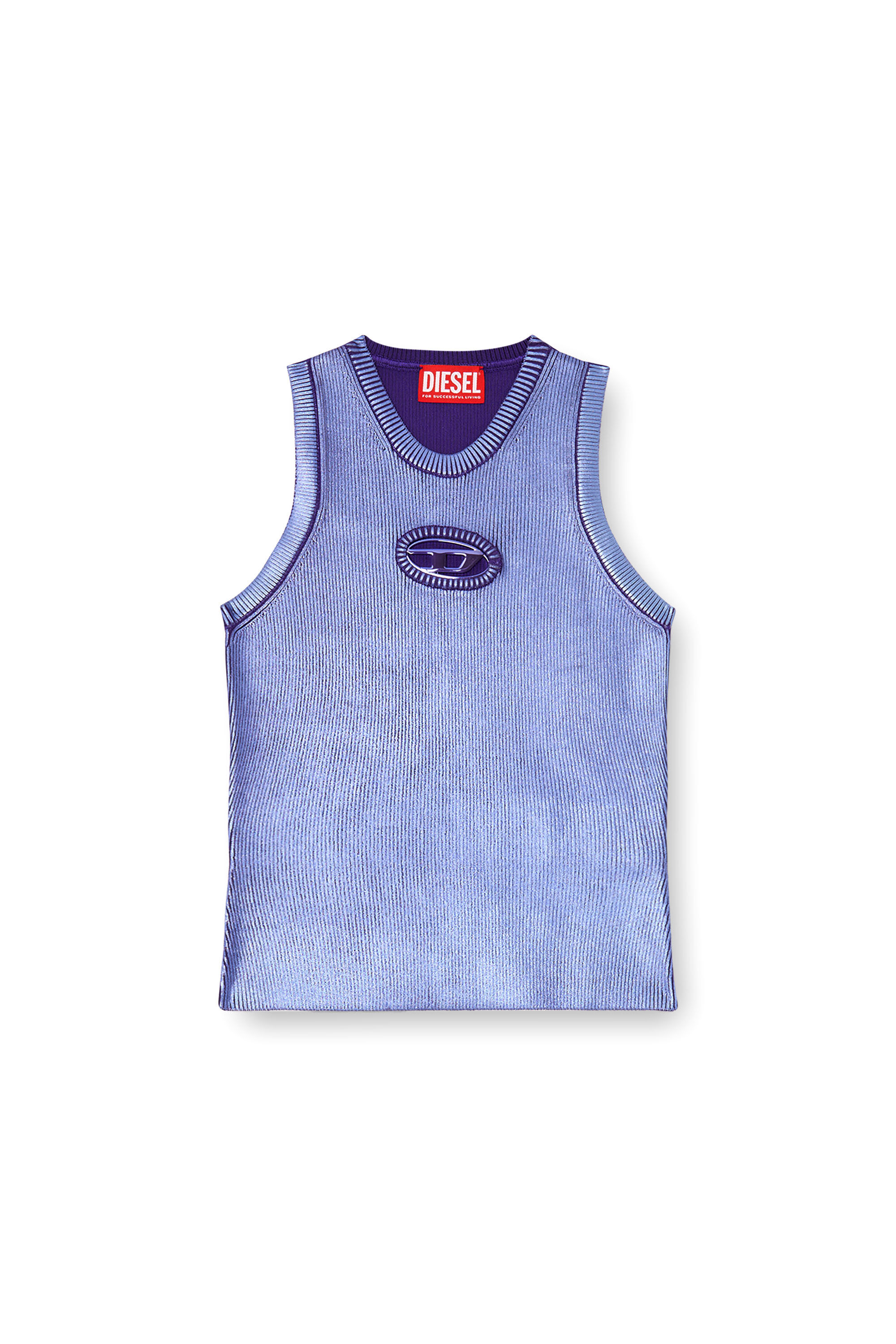 Diesel - M-CADDIX-TOP-M, Damen Tanktop aus Metallic-Rippenstrick in Violett - 2