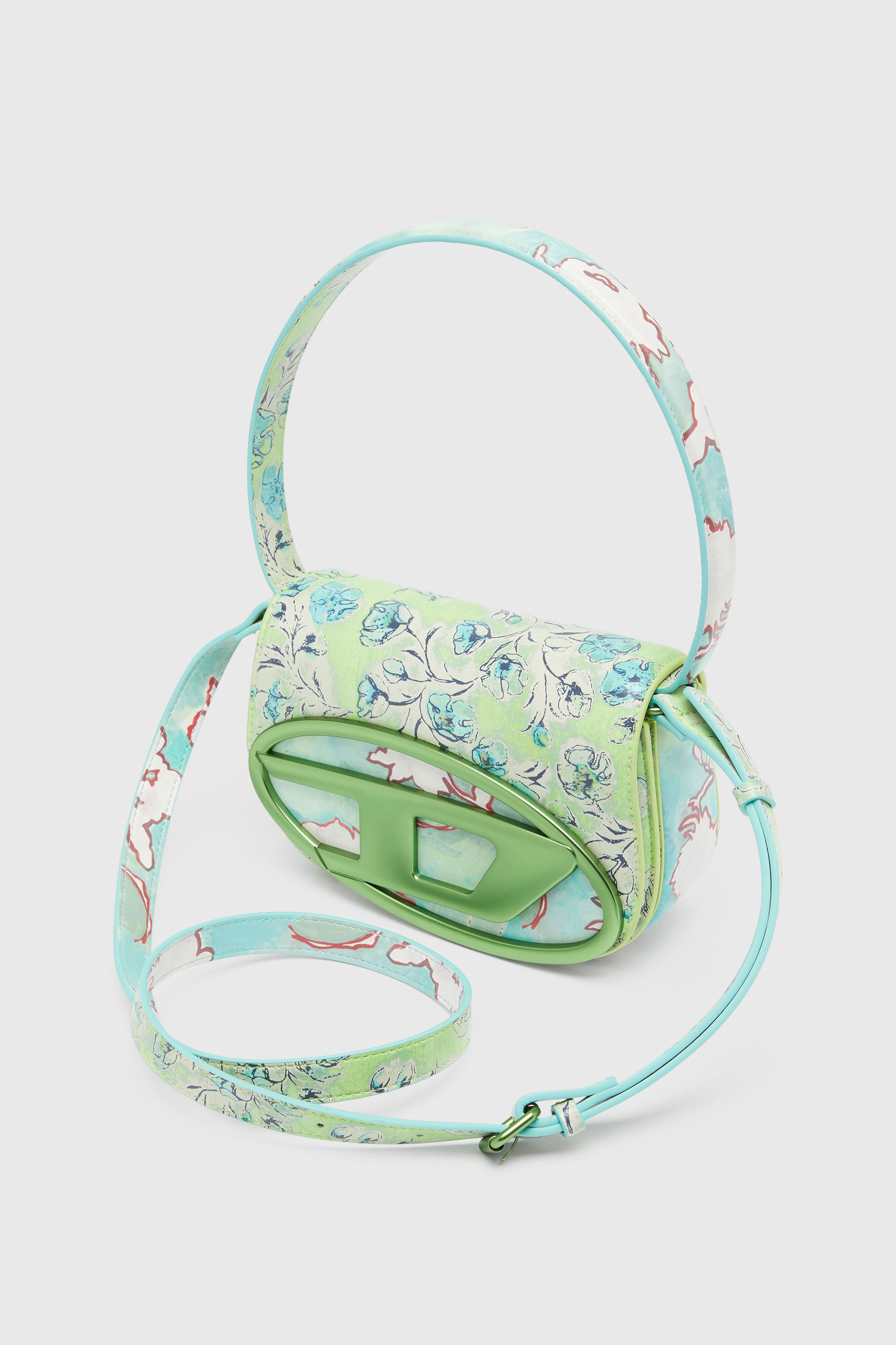 Diesel - 1DR, Damen 1DR-Ikonische Schultertasche mit Blumenmuster in Gr&uuml;n - 5
