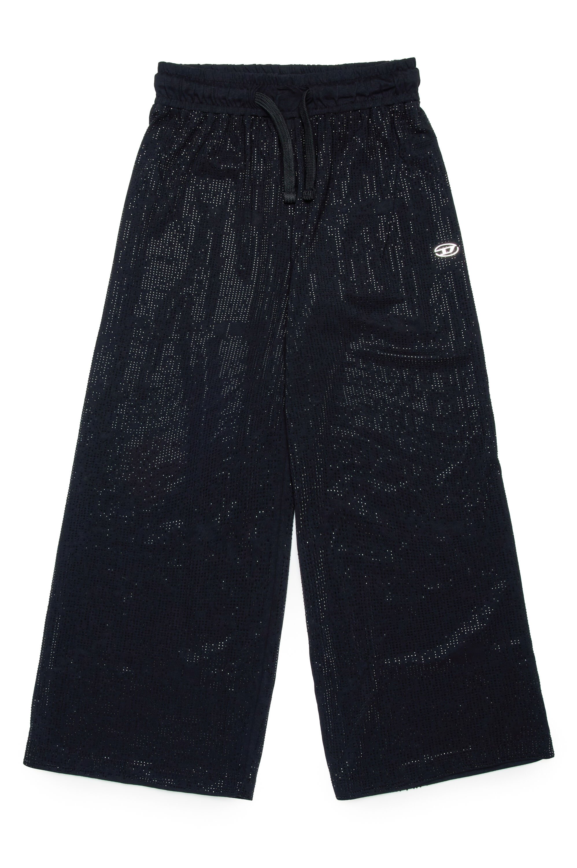 Diesel - PSTRASSTUDS, Woman Cotton trousers with micro-rhinestones in Black - Image 1