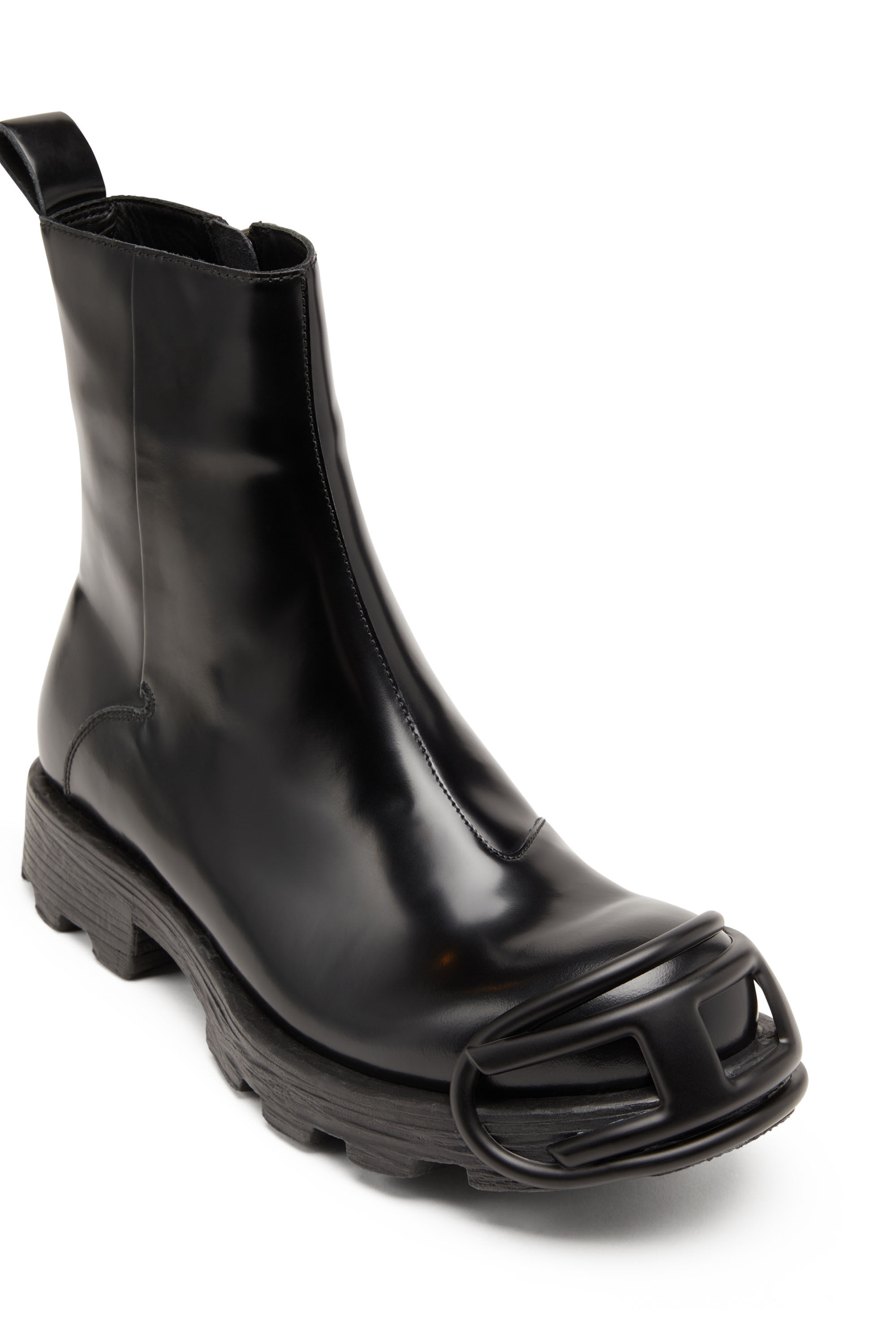 Diesel - D-HAMMER BT ZIP D, Man D-Hammer-Leather Chelsea boots with Oval D toe caps in Black - Image 6