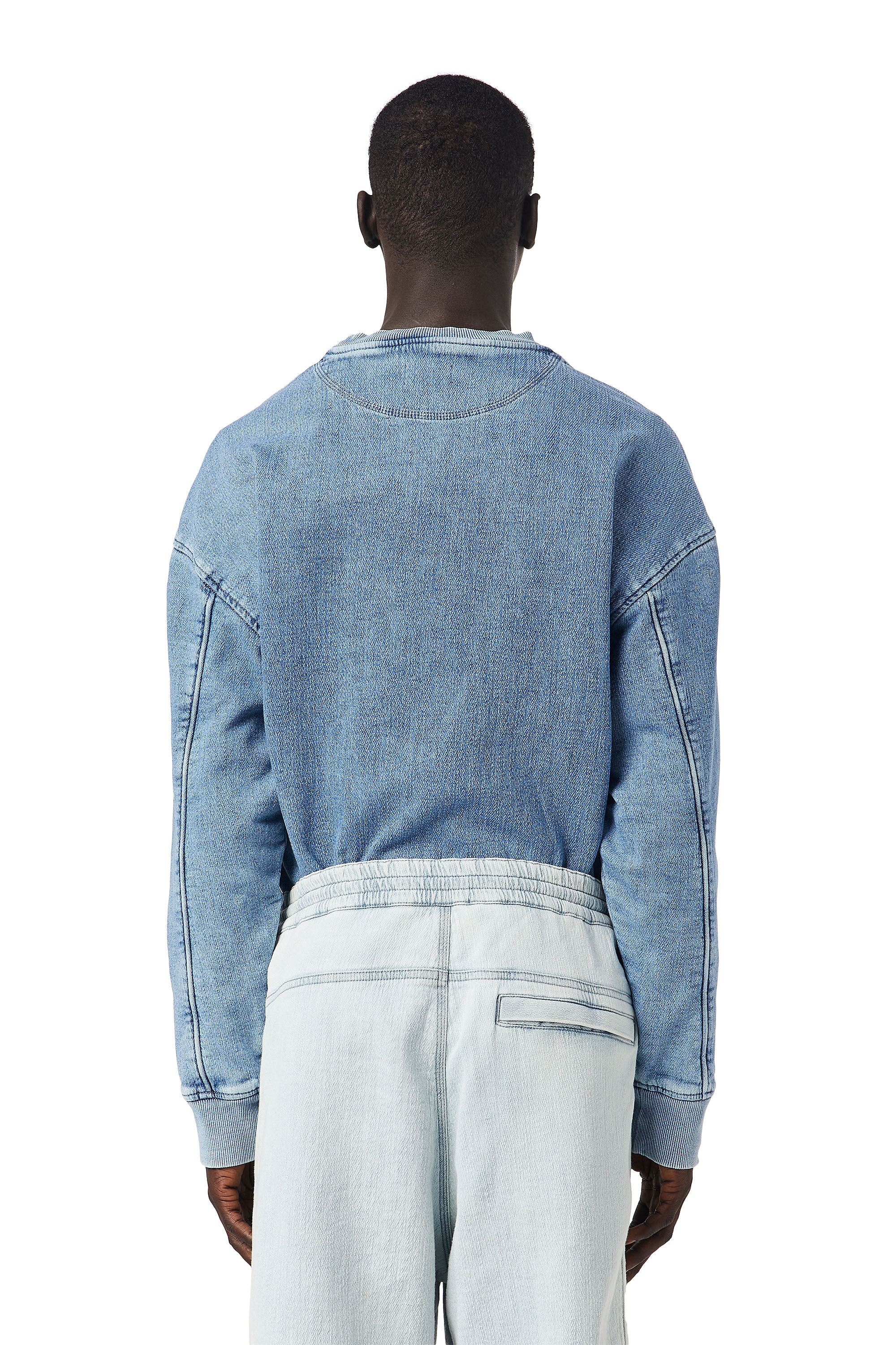 Diesel - D-KRIB TRACK DENIM SWEATSHIRT, Hellblau - Image 4