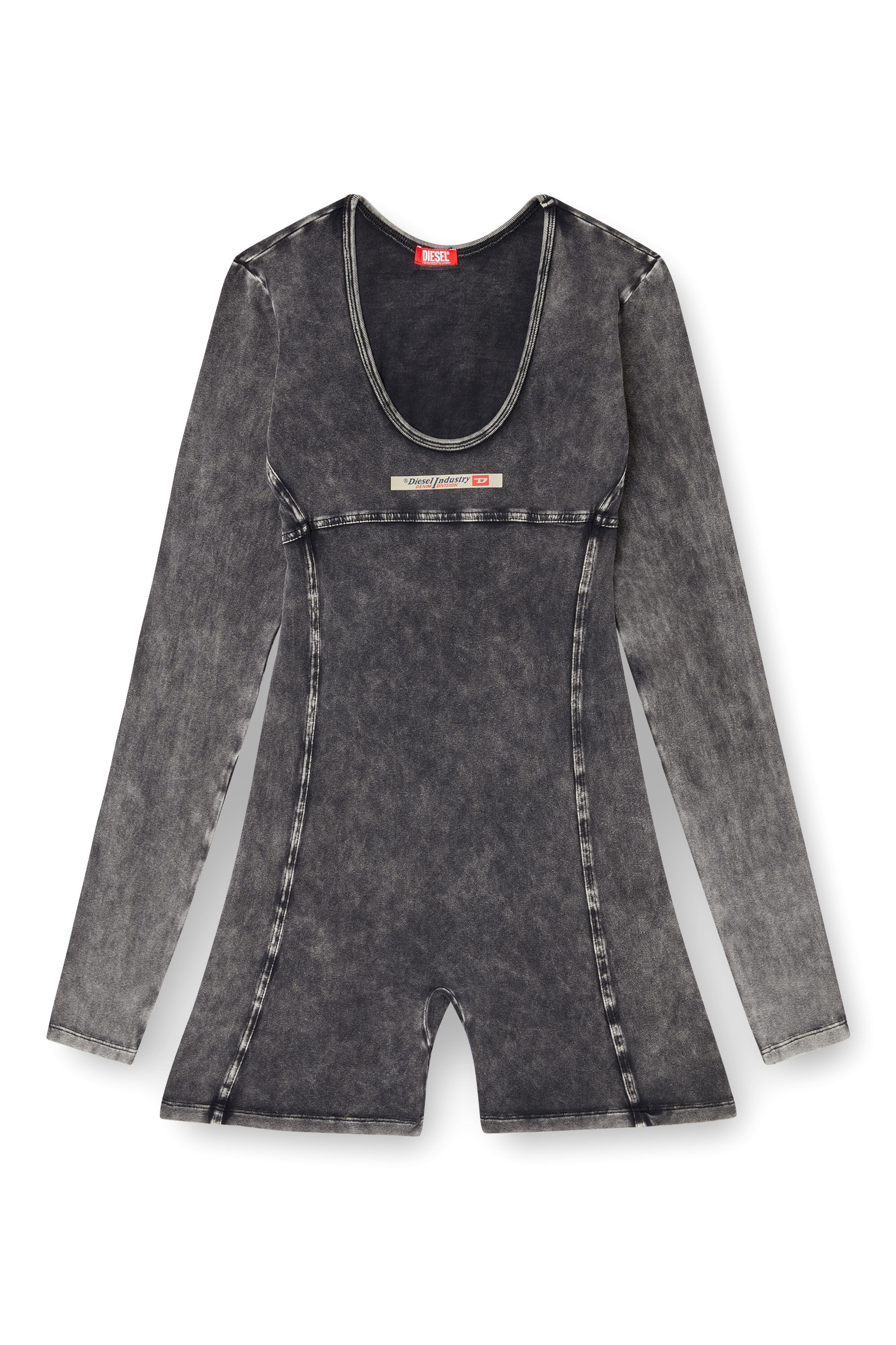 Diesel - KARIM-DNM, Damen Playsuit aus Jersey mit Denim-Effekt in Schwarz - 1