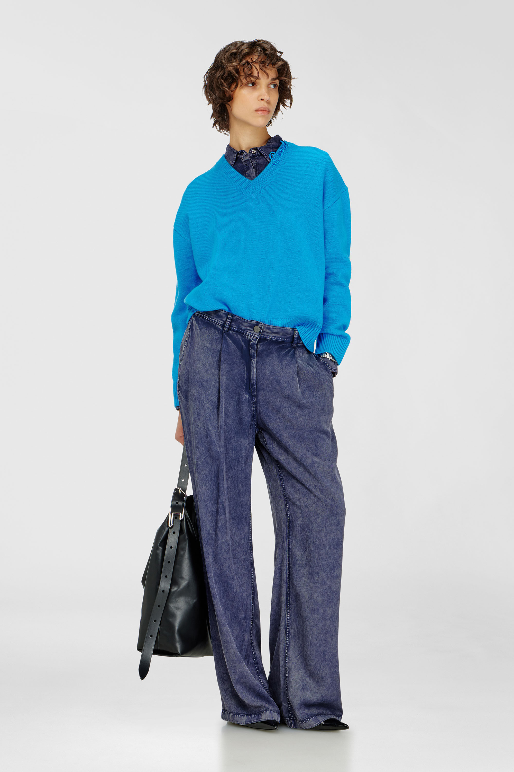 Diesel - P-AUSTINE, Damen Wide-Leg-Hose aus Viskose in Denim-Optik in Dunkelblau - 1