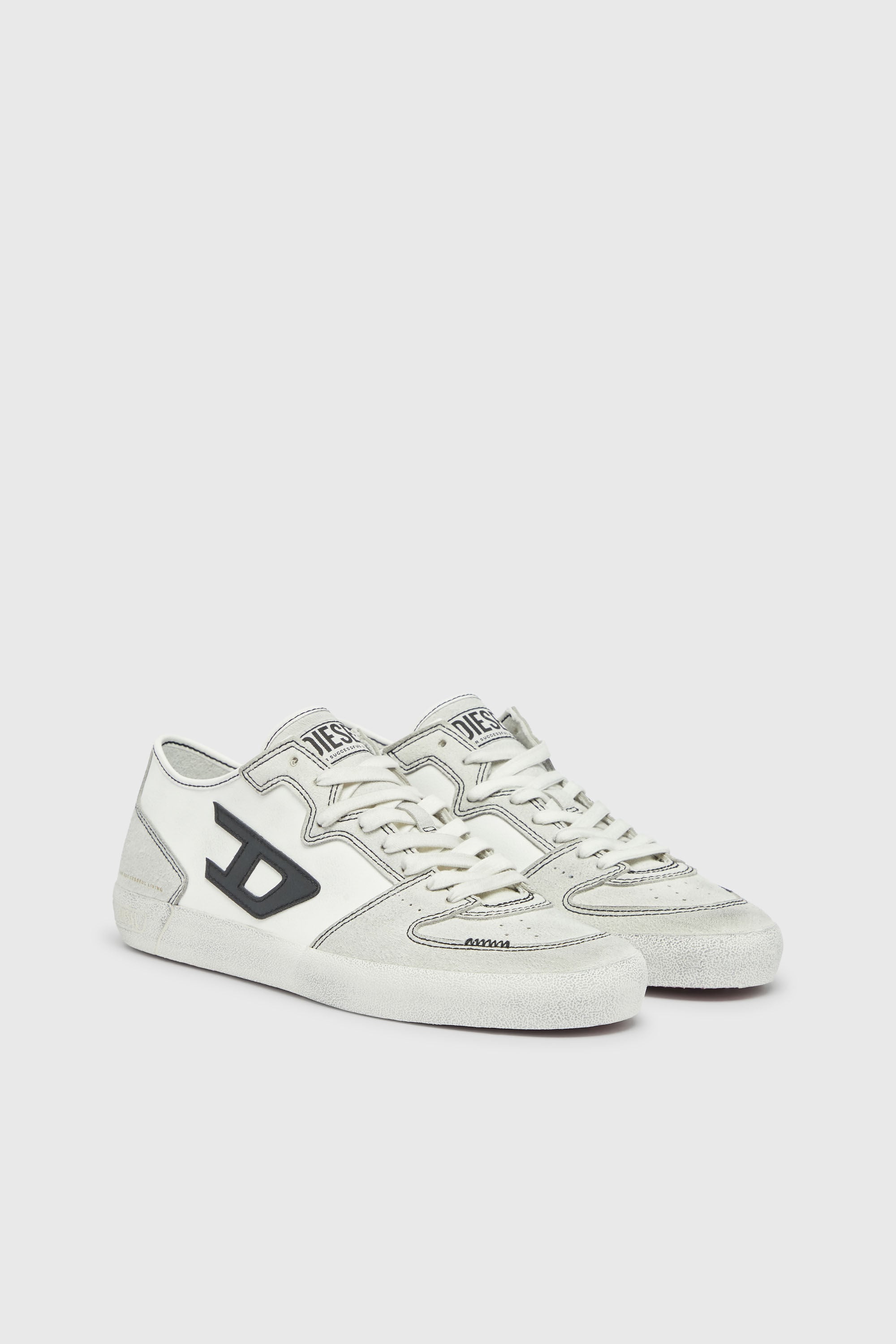 Diesel - S-LEROJI D-2 LOW, Herren S-Leroji-Panelled Sneakers mit D Logo in Wei&szlig; - 2