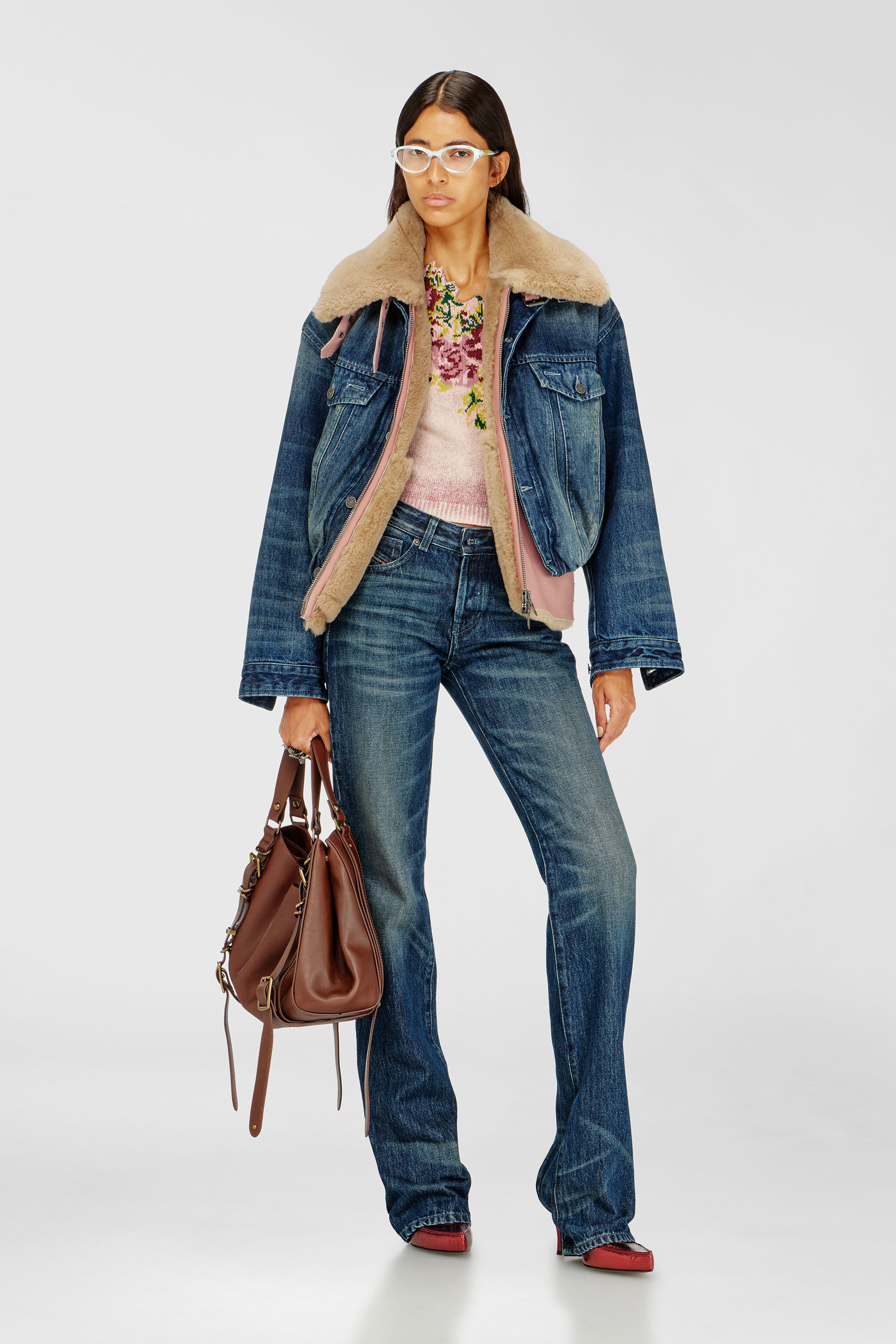 Diesel - DE-MORVI-FSJ, Damen Elastische Truckerjacke aus Denim in Dunkelblau - 1