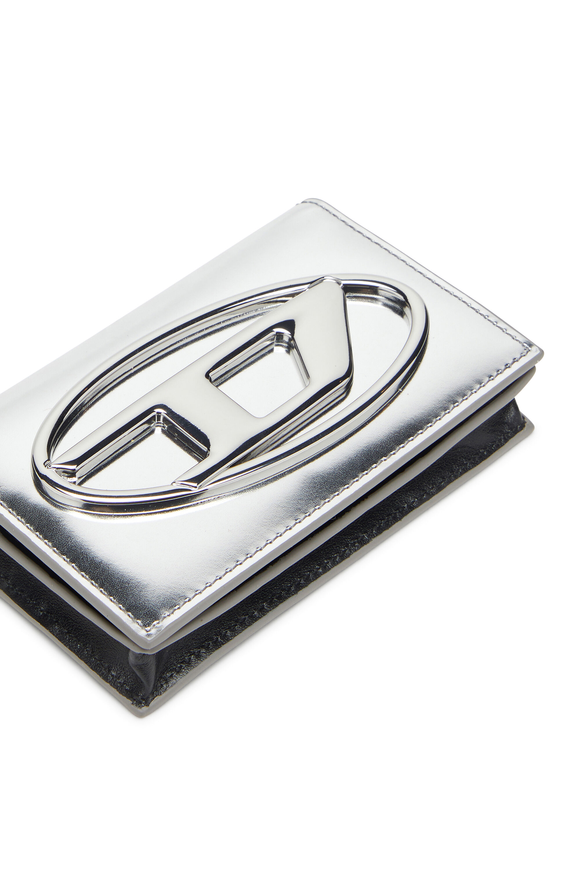 Diesel - 1DR CARD HOLDER IV, Damen Metallischer Lederkartenhalter in Silber - 4
