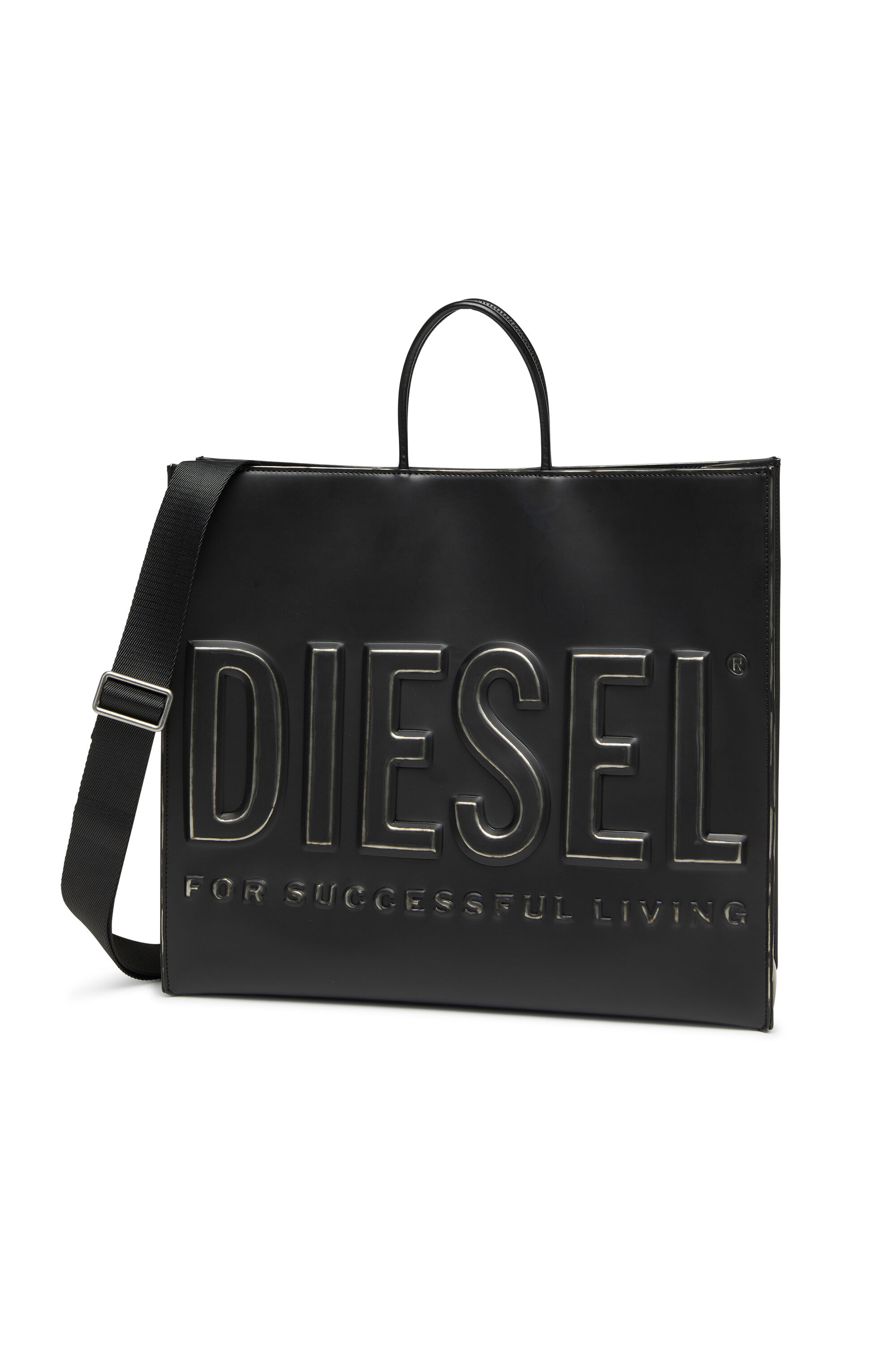 Diesel - DSL 3D TOTE EW X, Unisex Dsl 3D Tasche mit verstellbarem Schultergurt in Schwarz - 2