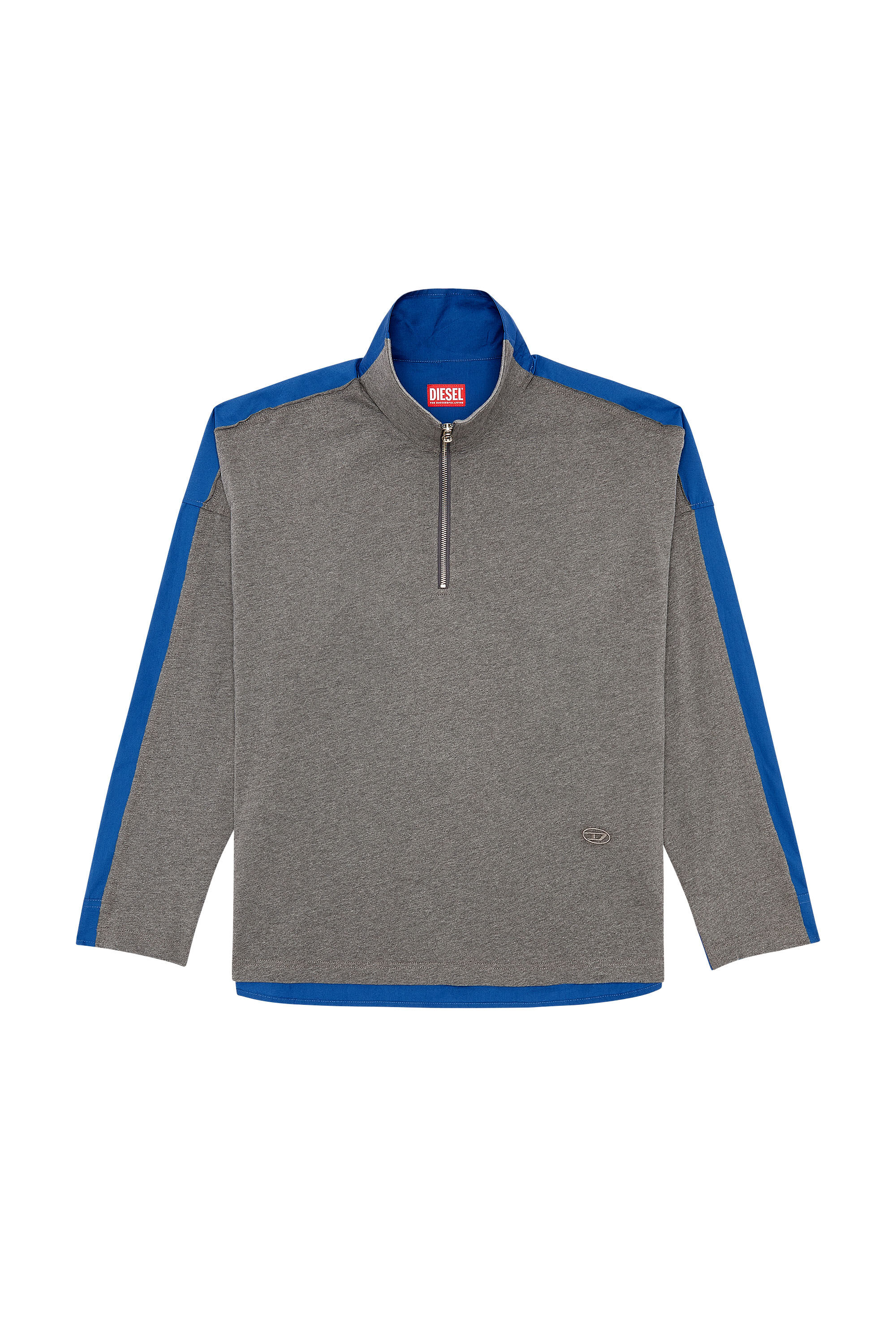 Diesel - S-GAND-A, Herren Hybrid-Shirt aus Jersey und Popeline in Blau/Grau - 2