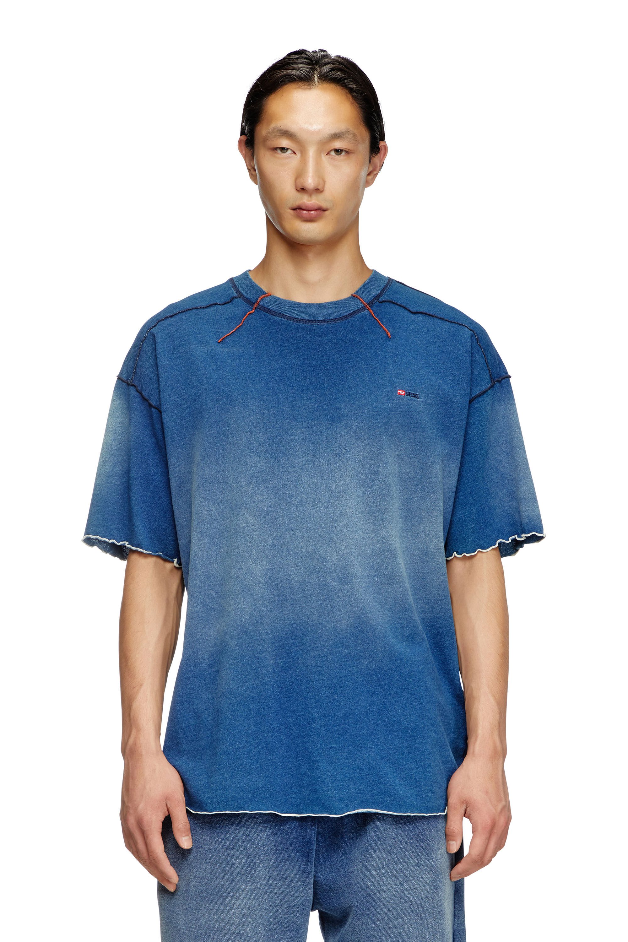Diesel - T-CRAO-BOXT, Herren Verblasstes T-Shirt mit Mikro-Logo in Blau - 3