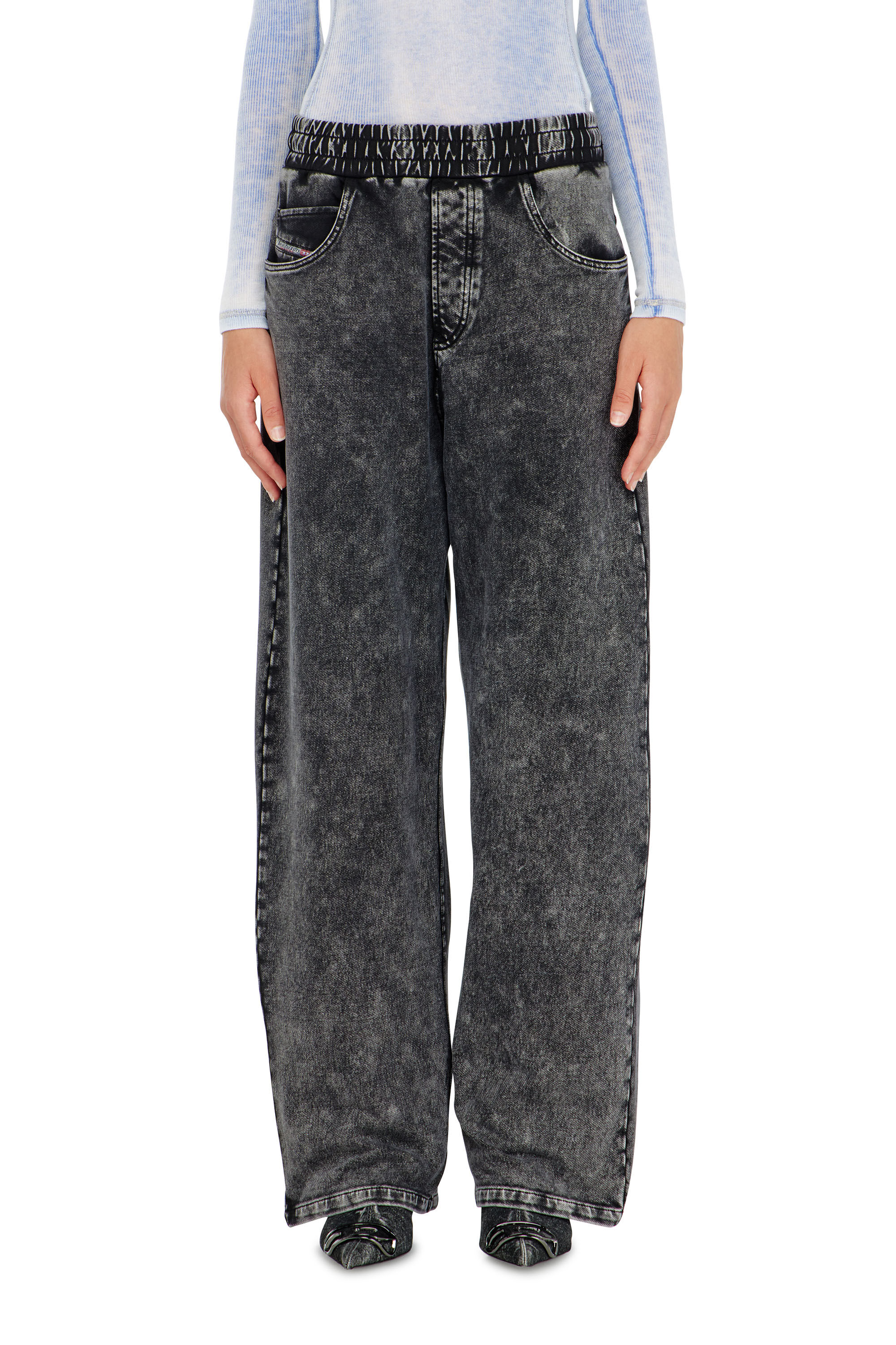 Diesel - P-STUKY, Damen Sweatpants mit Denim-Effekt in Dunkelgrau - 3