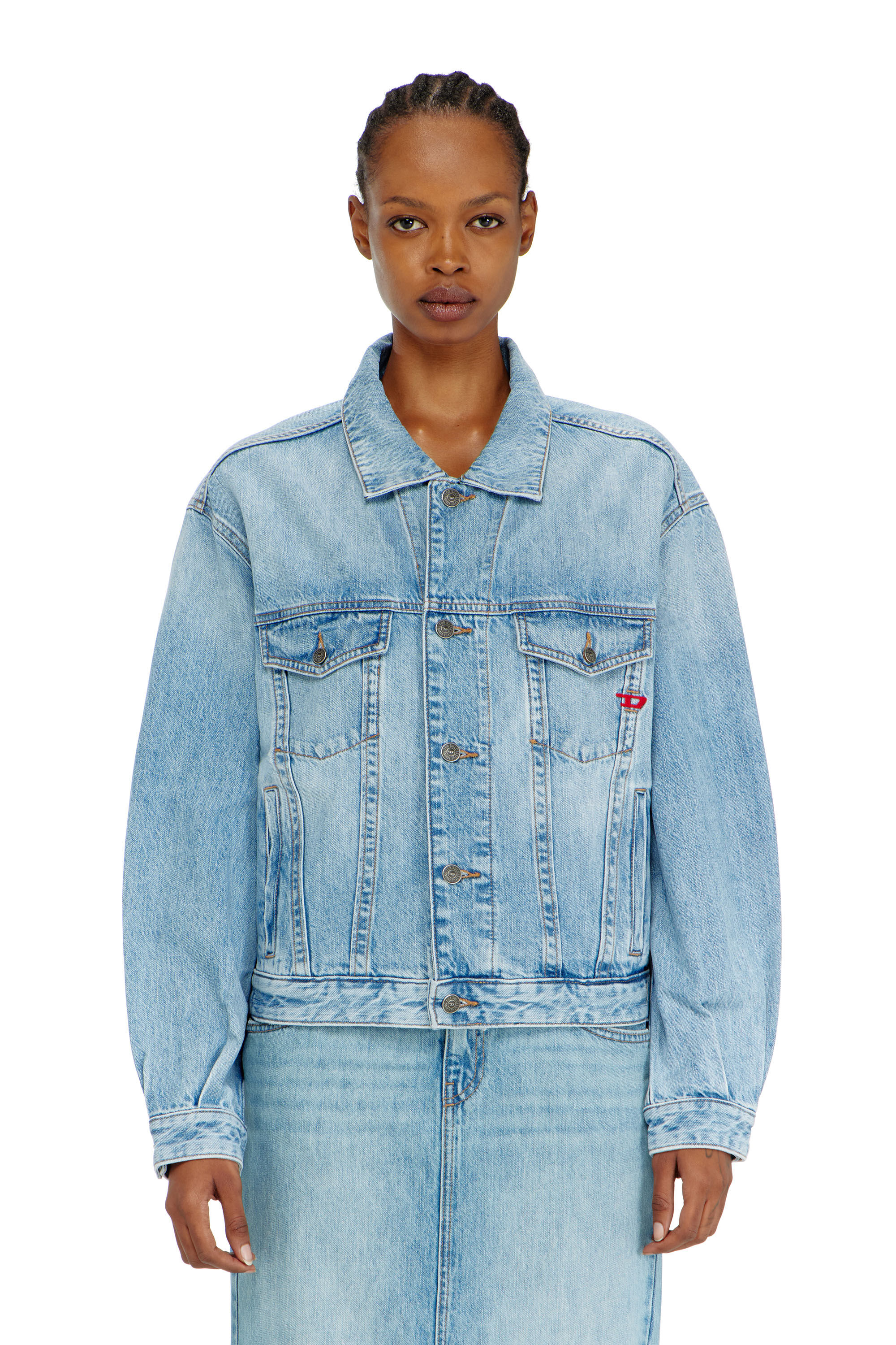 Diesel - D-RANGER, Unisex Trucker-Jacke aus denim in Hellblau - 6