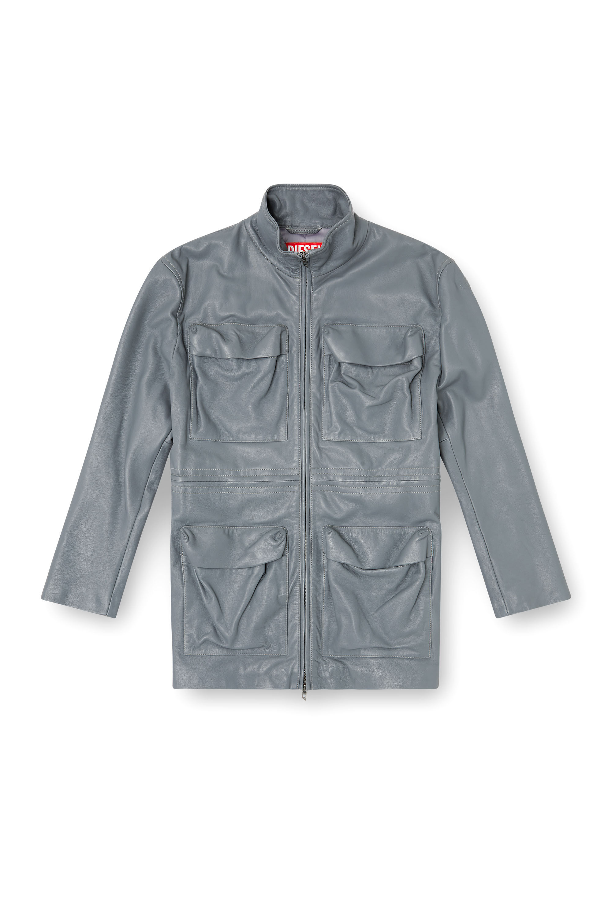 Diesel - L-WEN, Damen Feldjacke aus Leder in Grau - 2