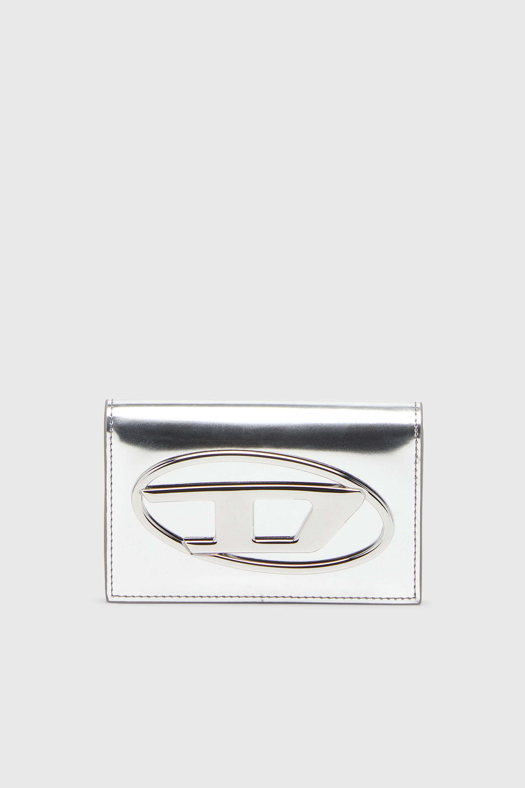 Diesel - 1DR CARD HOLDER IV, Damen Metallischer Lederkartenhalter in Silber - 1