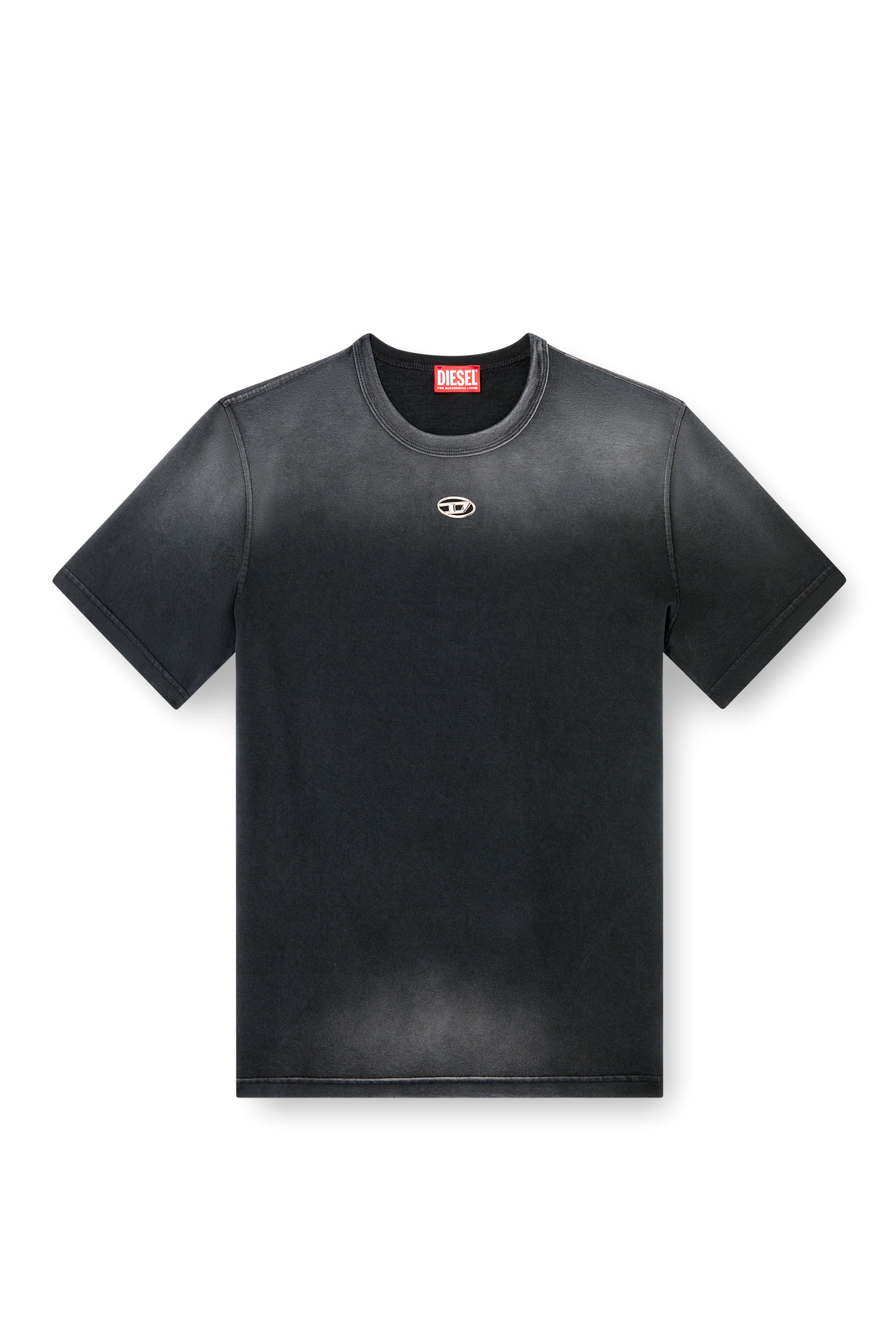 Diesel - T-ADJUST-T1, Herren Verblasstes T-Shirt mit Cutout-Oval D in Schwarz - 2