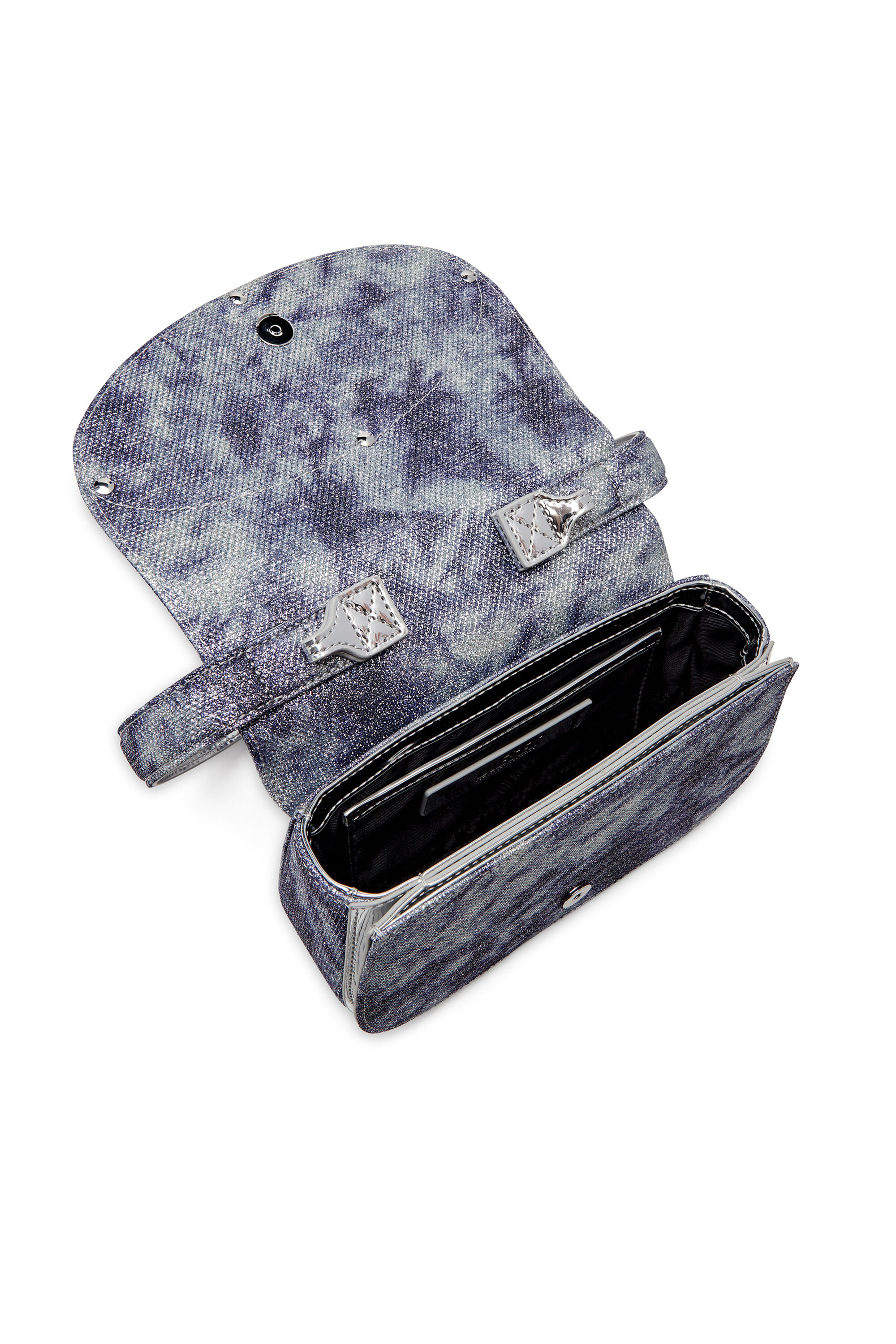 Diesel - 1DR, Damen 1DR-Ikonische Schultertasche aus schimmerndem Stoff in Blau - 5
