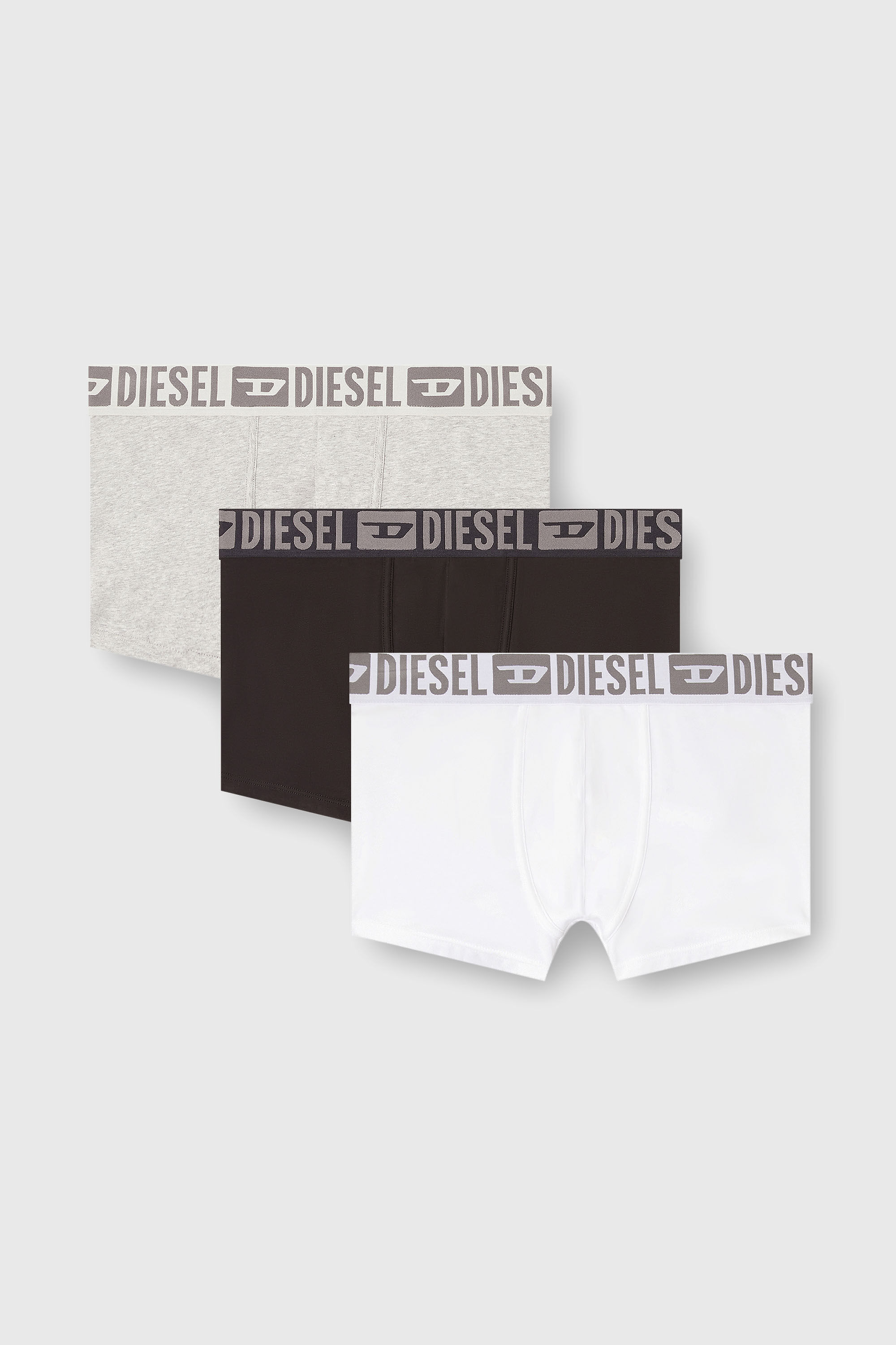 Diesel - MIKE-D-CORE-3PACK, Herren Boxershorts aus Baumwollstretch mit tonalem Bund im Dreierpack in Weiss/Schwarz - 2