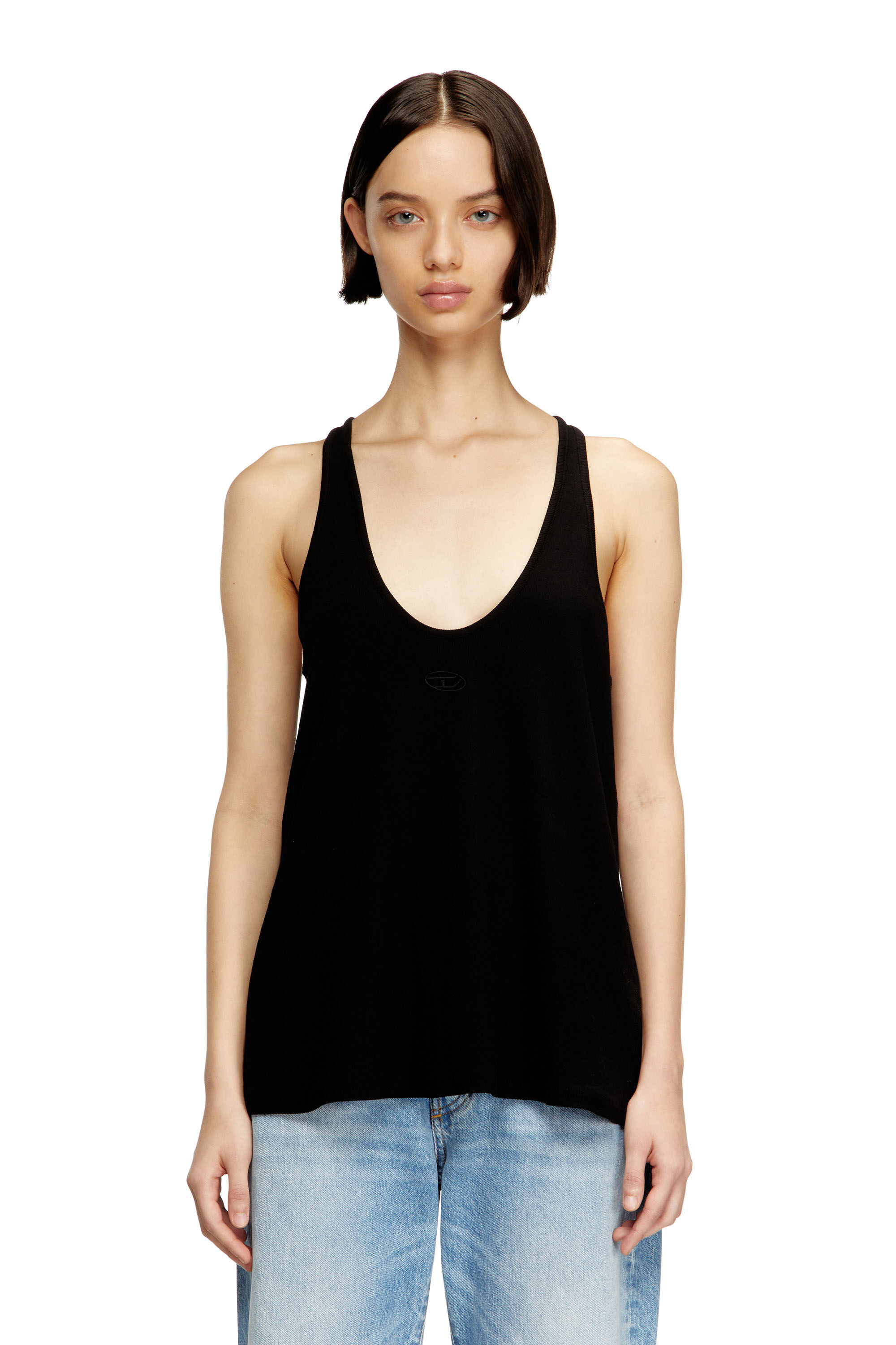 Diesel - T-IPSYA-LKDS, Damen Geripptes Tanktop mit Oval D in Schwarz - 3