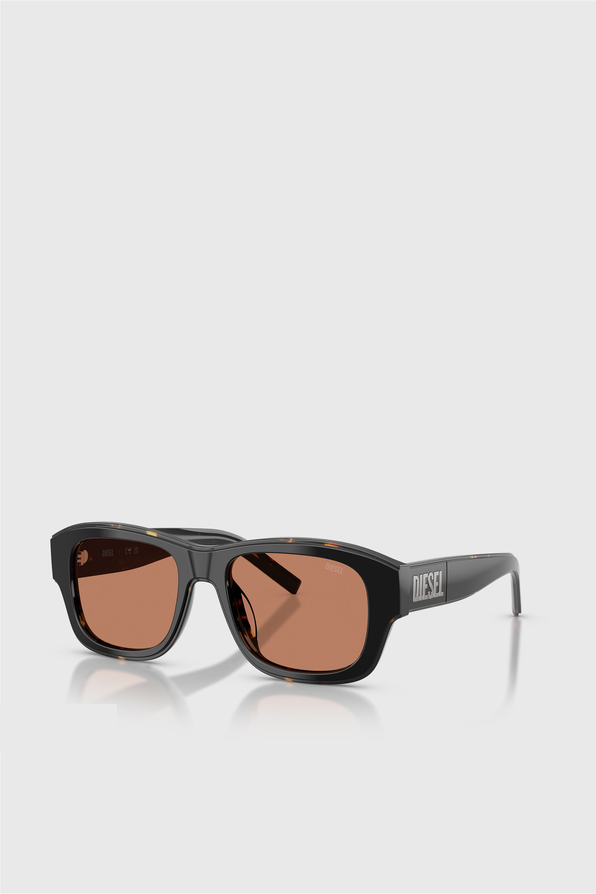 Diesel - 0DL2020U, Unisex Rechteckige Sonnenbrille in Schwarz/Braun - 2