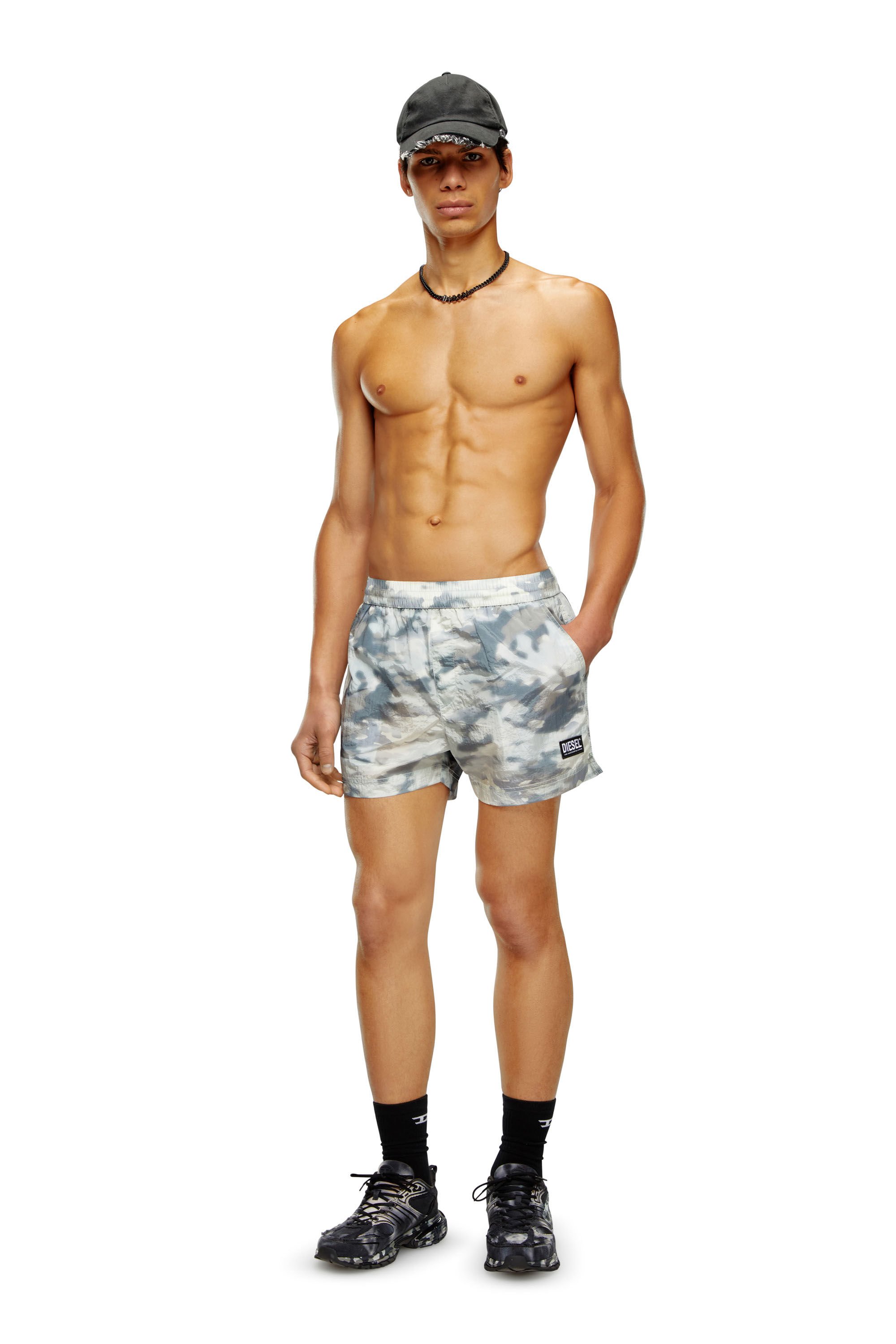 Diesel - BMBX-MARIO-34CM-UTILITY, Man Swim shorts with utilitarian print in Grey - Image 2