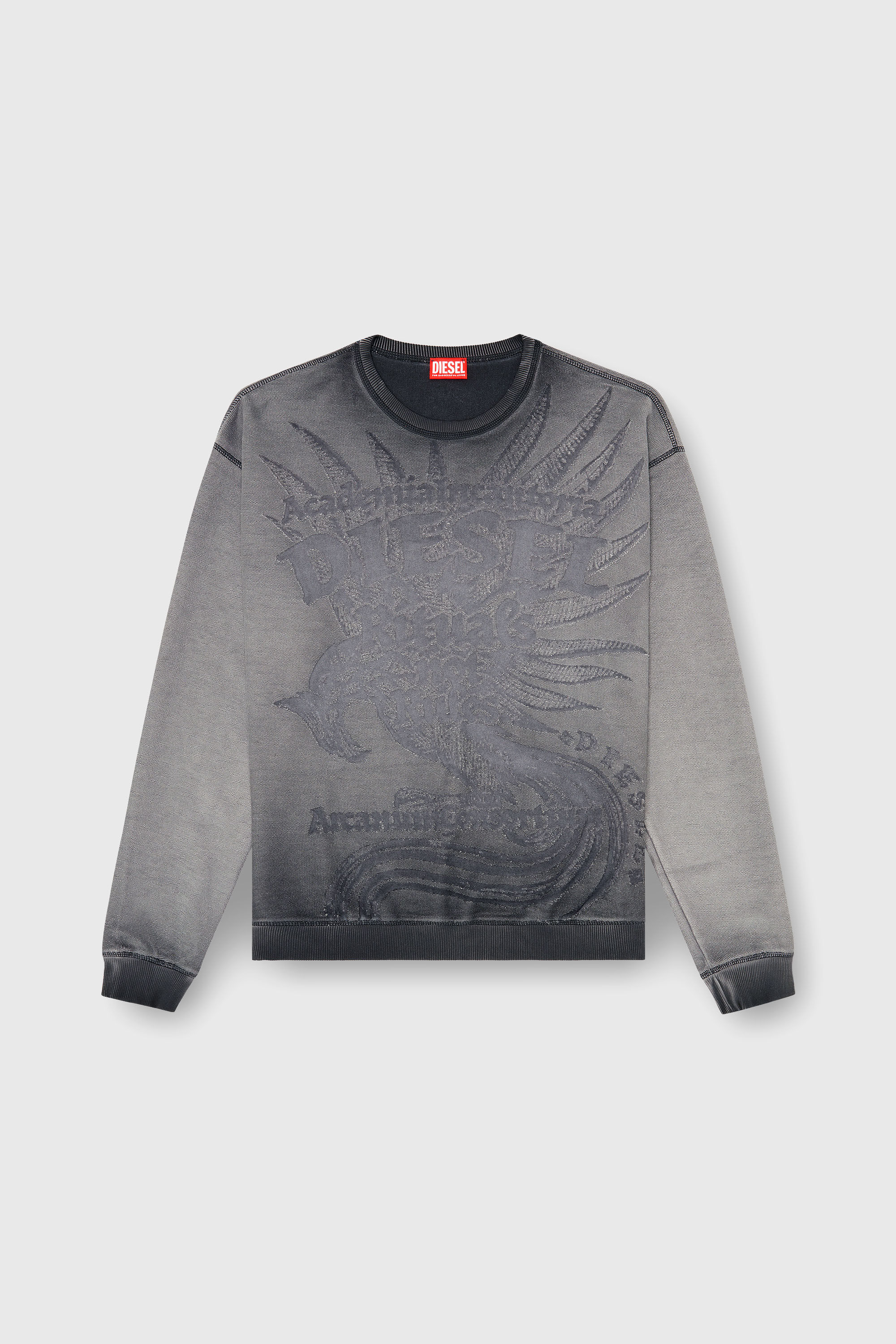 Diesel - S-ARON-RAW, Herren Sweatshirt mit d&eacute;vor&eacute;-Print in Dunkelgrau - 2