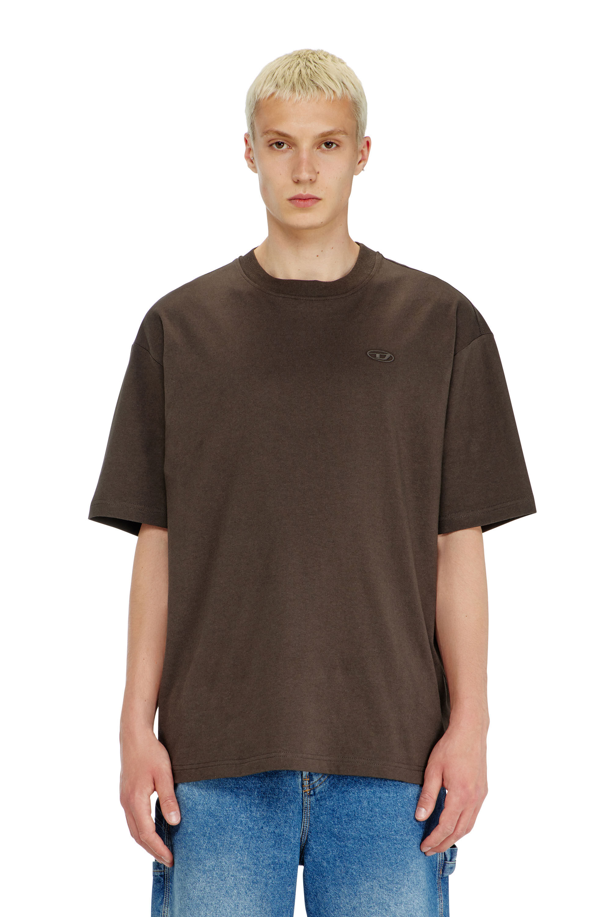 Diesel - T-BOGGY-MEGOVAL-D, Herren T-Shirt mit gro&szlig;er Oval D-Stickerei in Braun - 3