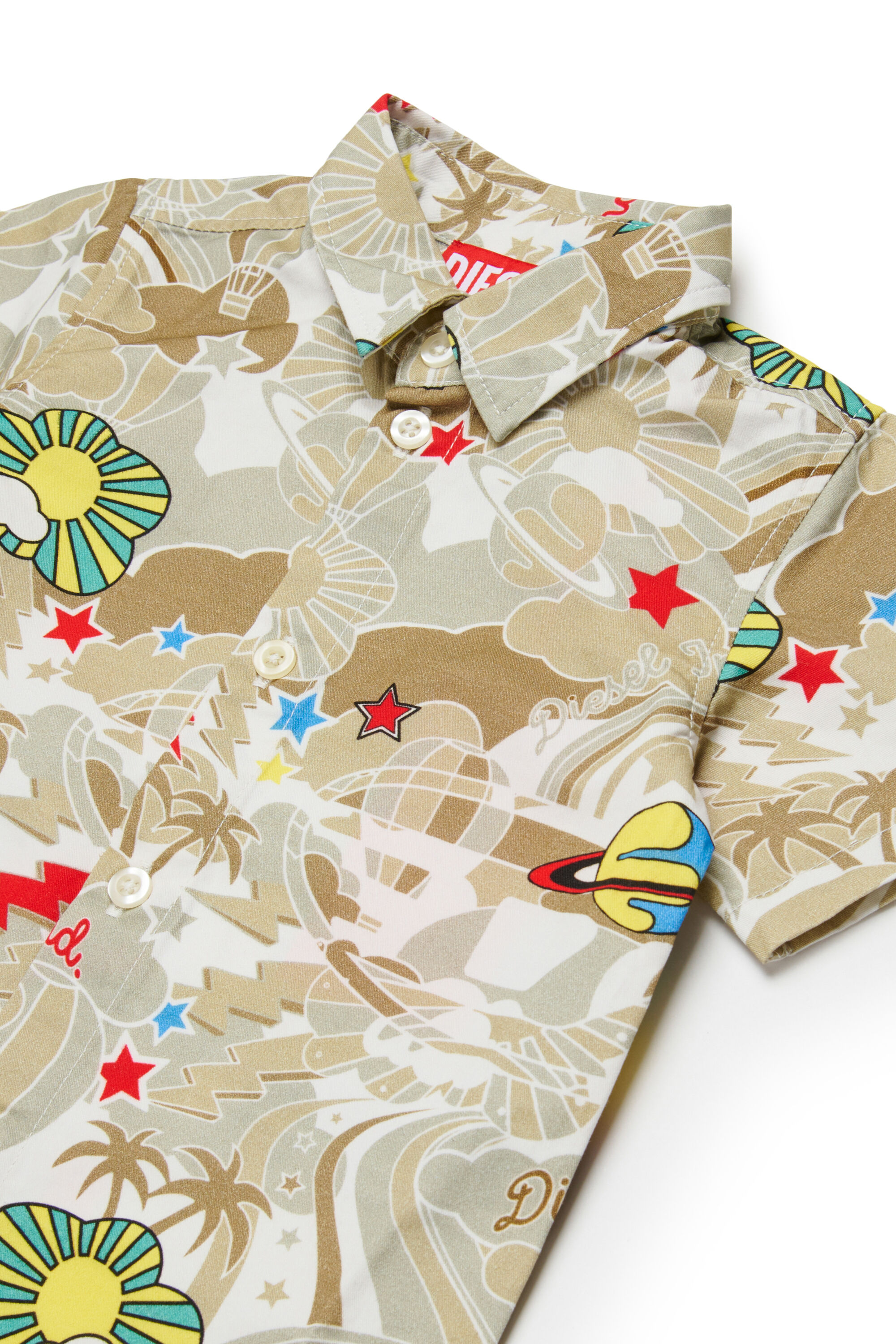 Diesel - CILYB, Herren Kurzarmhemd mit Allover-Print in Hellbraun - 3