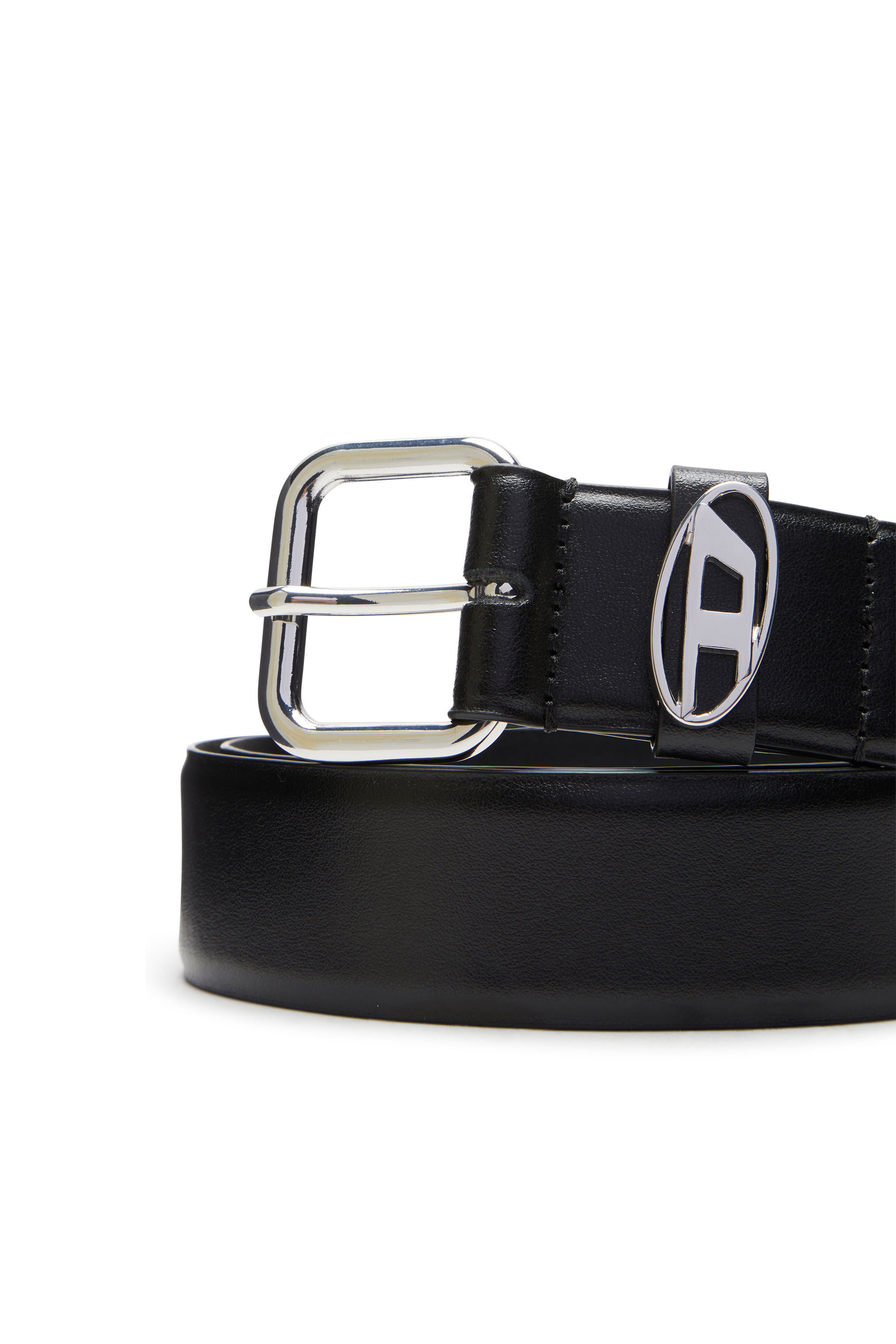 Women's Logo-plaque embellished leather belt | Black | Diesel