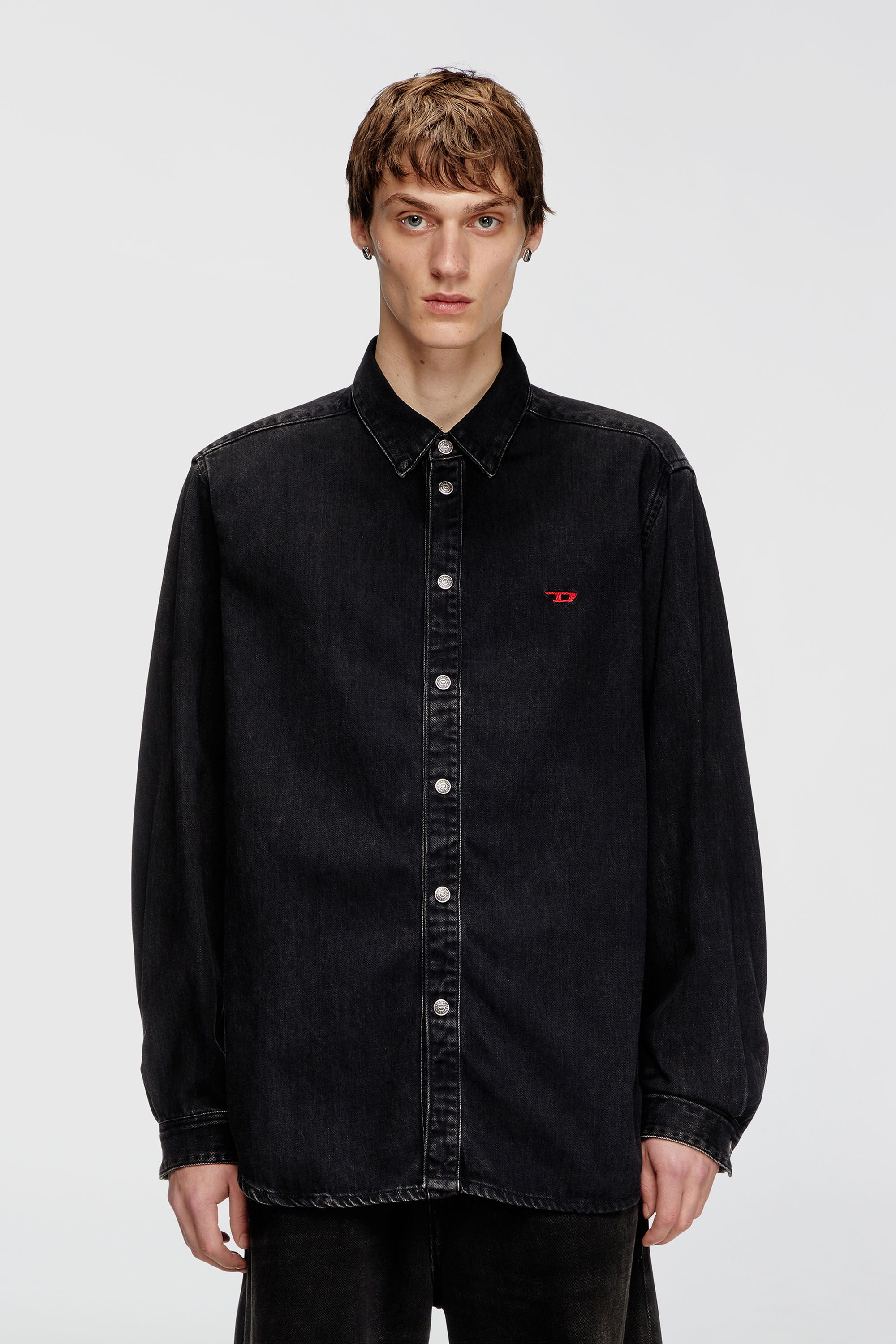 Diesel - D-SIMPLY, Herren Shirt aus TENCEL-Denim in Schwarz - 3