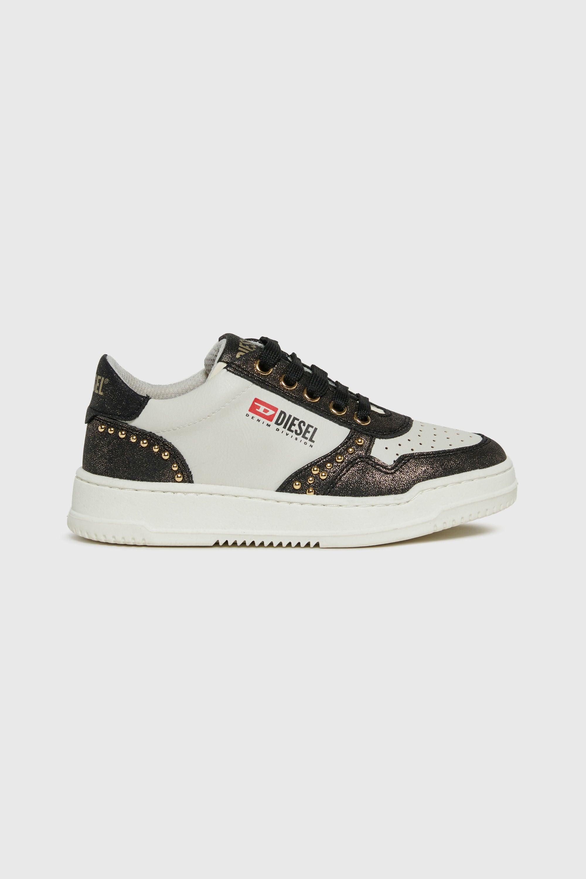 Diesel - S-CASCOUNT-STUDS, Unisex S-Cascount - Durchbrochene Sneakers mit Nieten in Schwarz/Weiss - 1