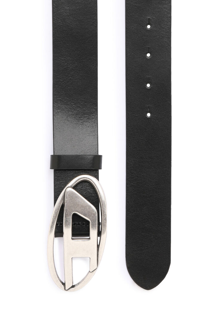 Diesel - B-1DR, Herren 3.9cm Ledergürtel mit D-Schließe in Schwarz - 3