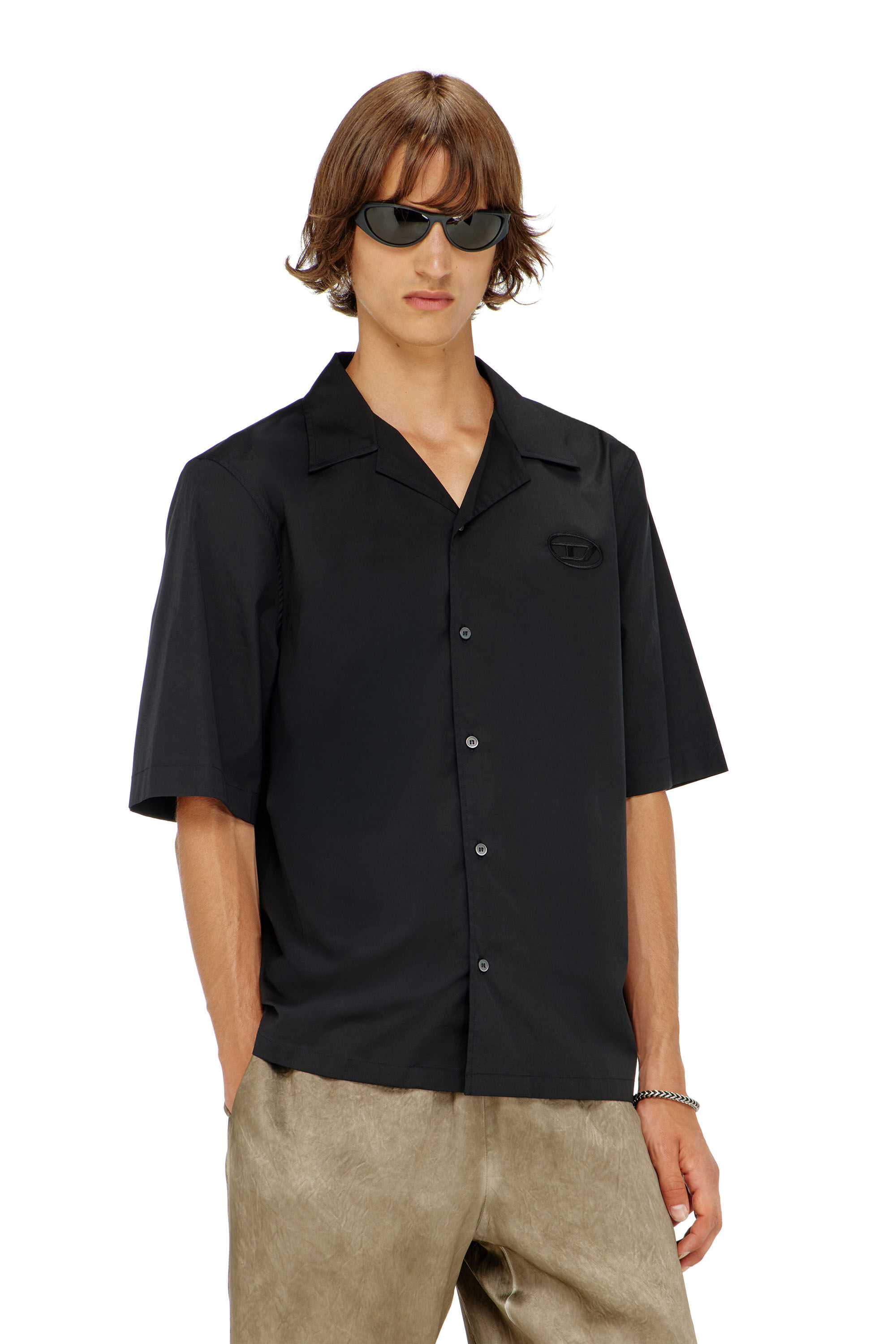 Diesel - S-MAC-GSBH, Herren Stretch-Popeline-Hemd mit Oval-D-Stickerei in Schwarz - 3