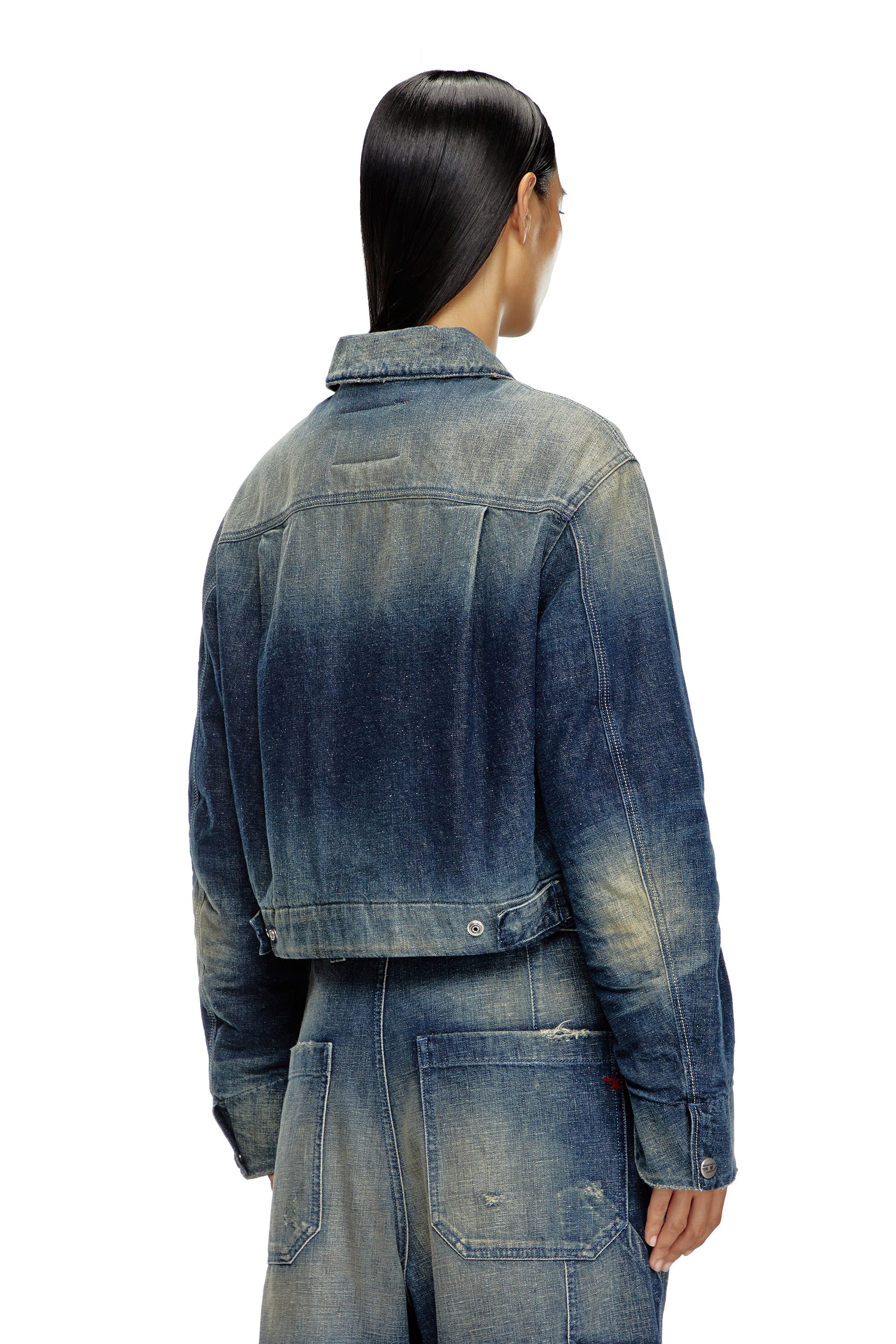 Diesel - DE-NOVA, Damen Gefütterte Jacke aus Denim im Utility-Stil in Blau - Image 4